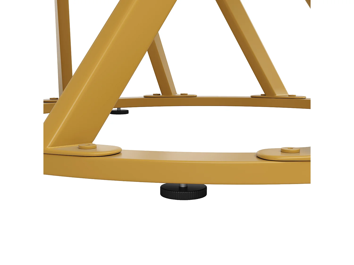 Table à manger ronde 80/76/80 cm avec pieds réglables MDF blanc et métal doré