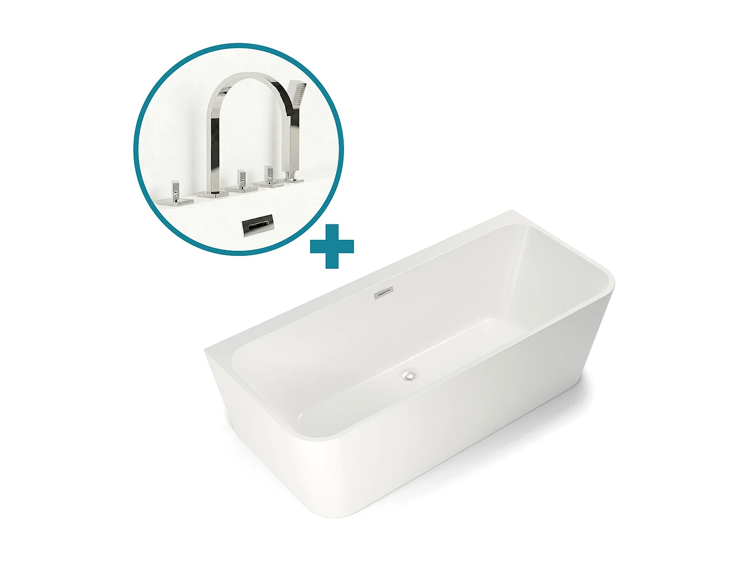 Bundle Mint 160 blanche + robinetterie Infinite chromée 160 x75 x57 cm, by SPALINA