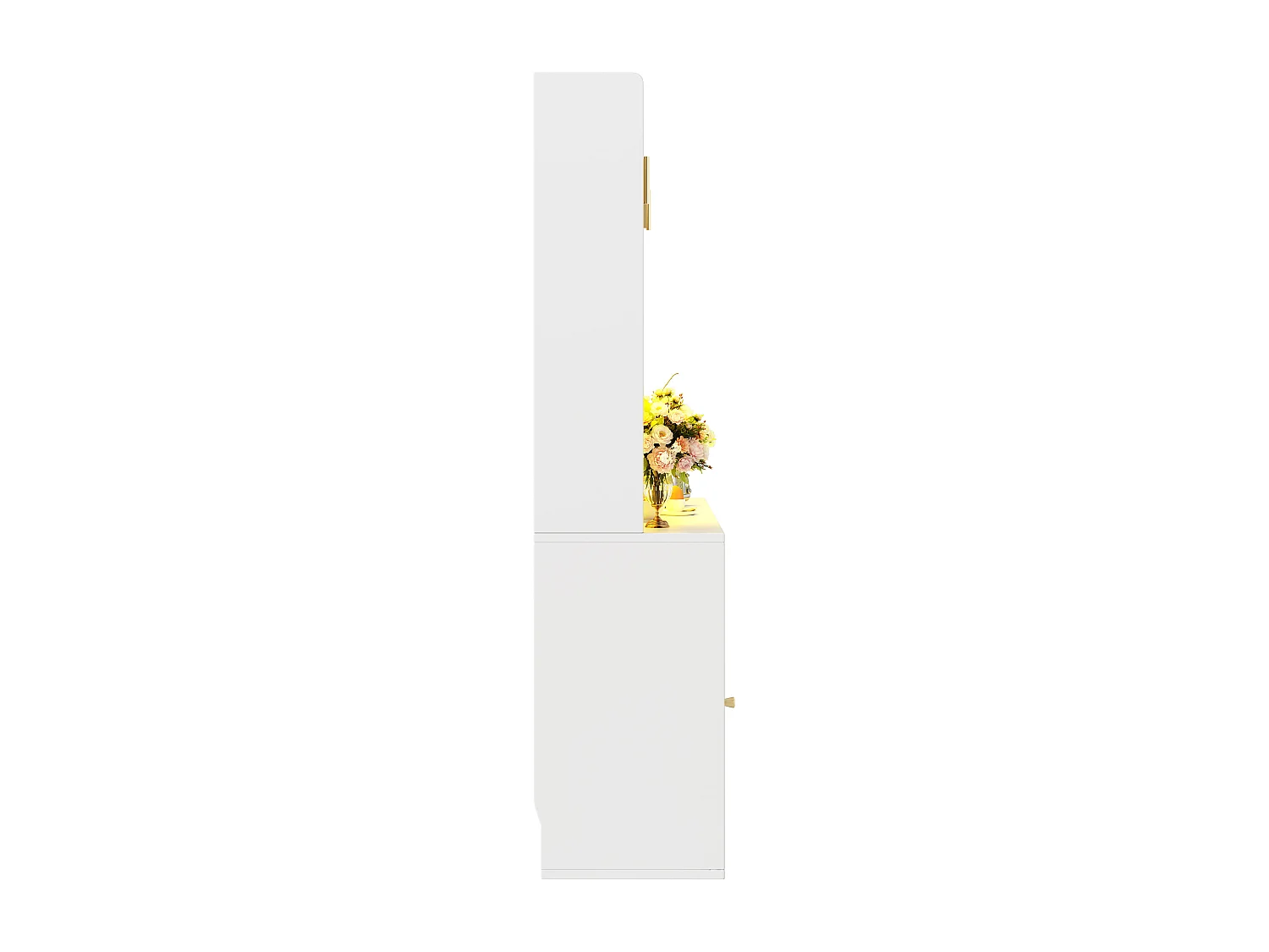 Armoire haute de cuisine, Buffet et Vitrine, Étagères réglables, Sideboard LED, 4 portes, Blanc, rangement multi-niveaux