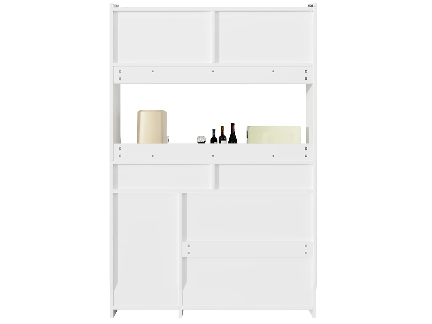 Buffet haut 120/180/40 cm avec éclairage LED et étagères réglables MDF et panneaux de particules blanc