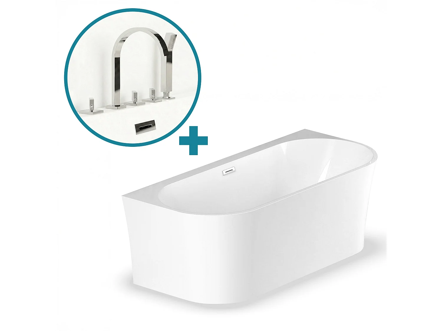 Bundle Ruby 170 blanche + robinetterie Infinite chromée 170 x80 x57 cm, by SPALINA