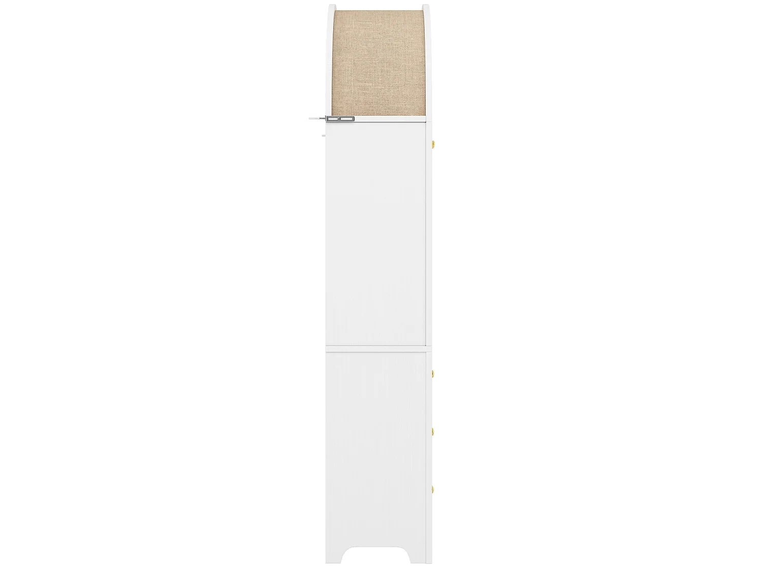 Armoire de rangement haute 70/180/35 cm avec 3 tiroirs, portes cintrées et niche ouverte MDF blanc