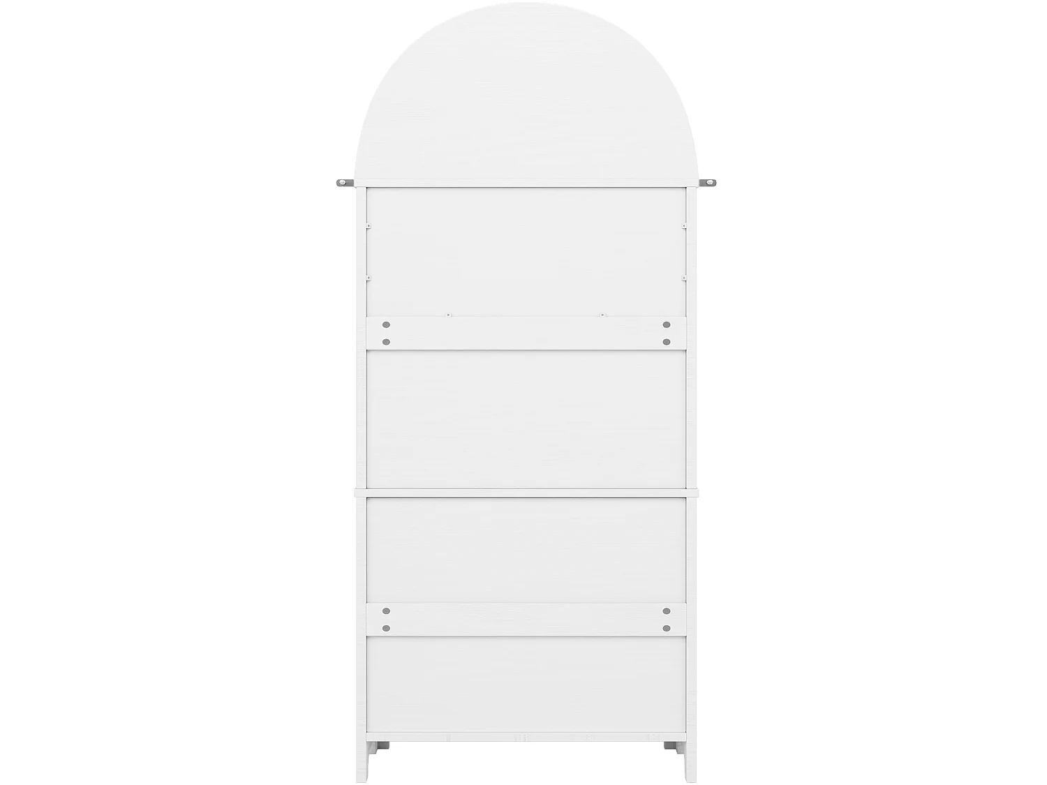 Armoire de rangement haute 70/180/35 cm avec 3 tiroirs, portes cintrées et niche ouverte MDF blanc