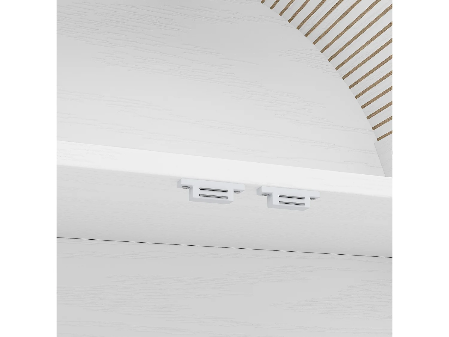 Armoire de rangement haute 70/180/35 cm avec 3 tiroirs, portes cintrées et niche ouverte MDF blanc