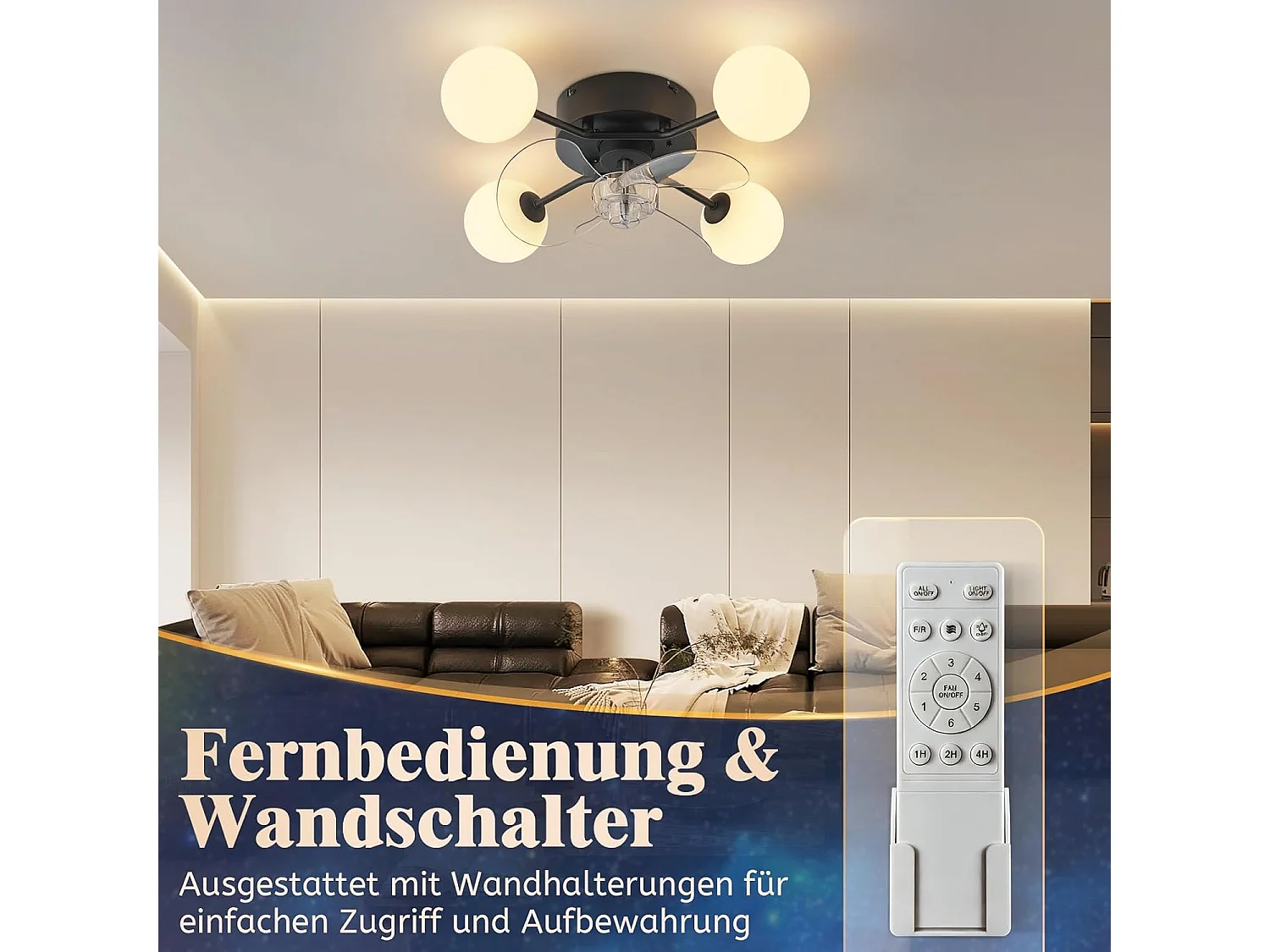 ZMH Ventilateur de plafond avec éclairage G9 silencieux et télécommande 6 vitesses minuterie pour cuisine ou salle à manger ampoule non incluse