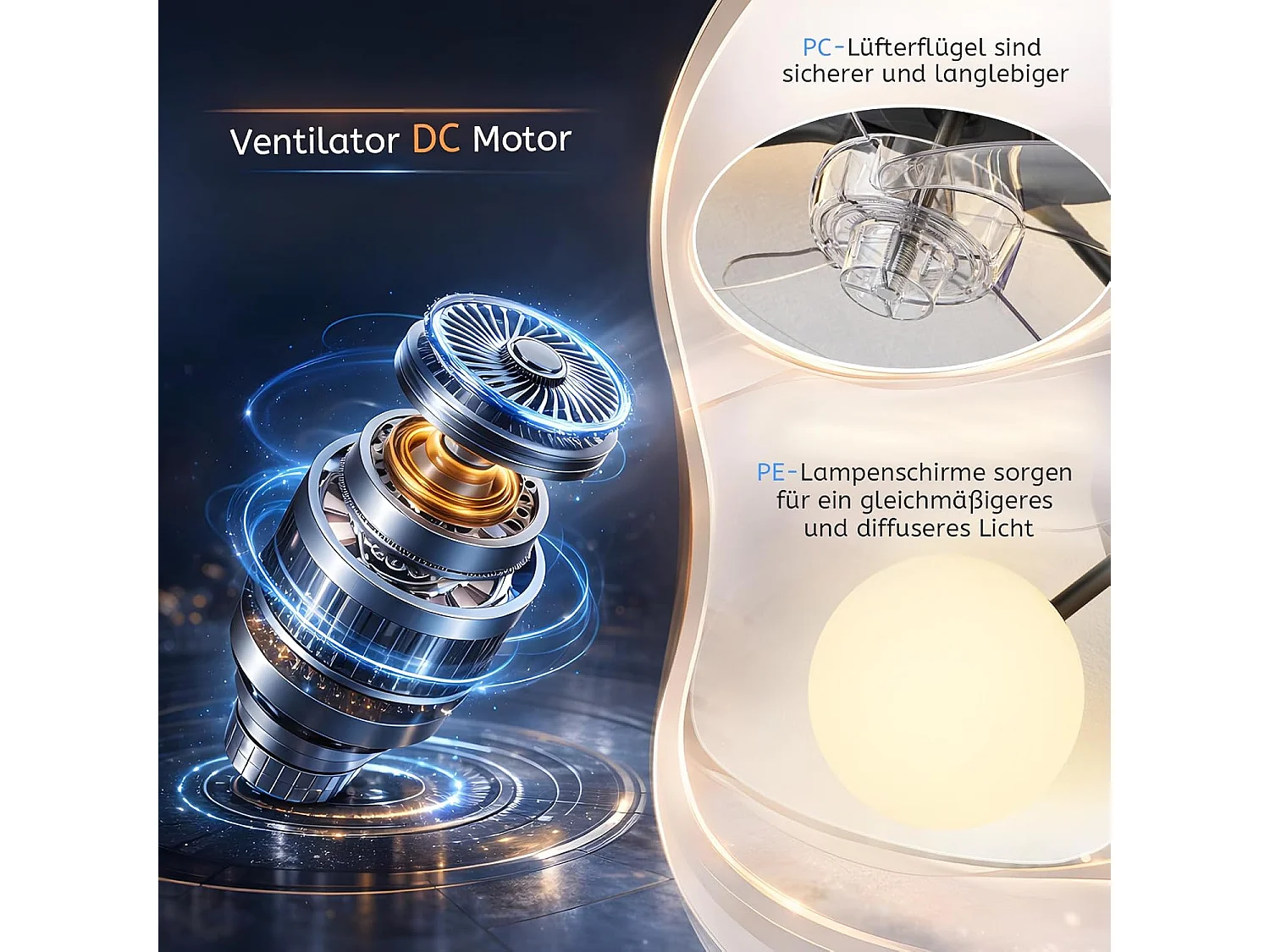ZMH Ventilateur de plafond avec éclairage G9 silencieux et télécommande 6 vitesses minuterie pour cuisine ou salle à manger ampoule non incluse