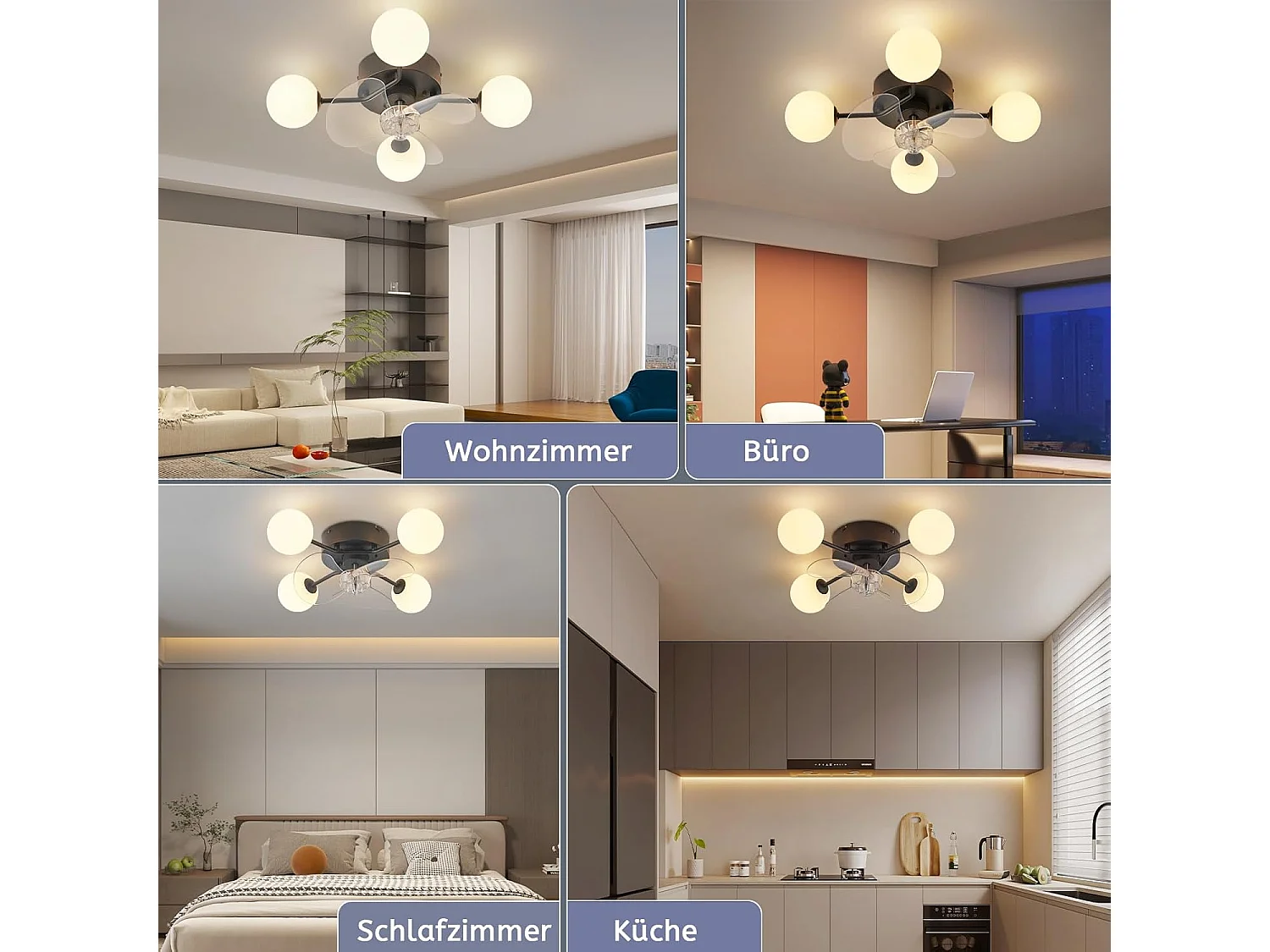 ZMH Ventilateur de plafond avec éclairage G9 silencieux et télécommande 6 vitesses minuterie pour cuisine ou salle à manger ampoule non incluse