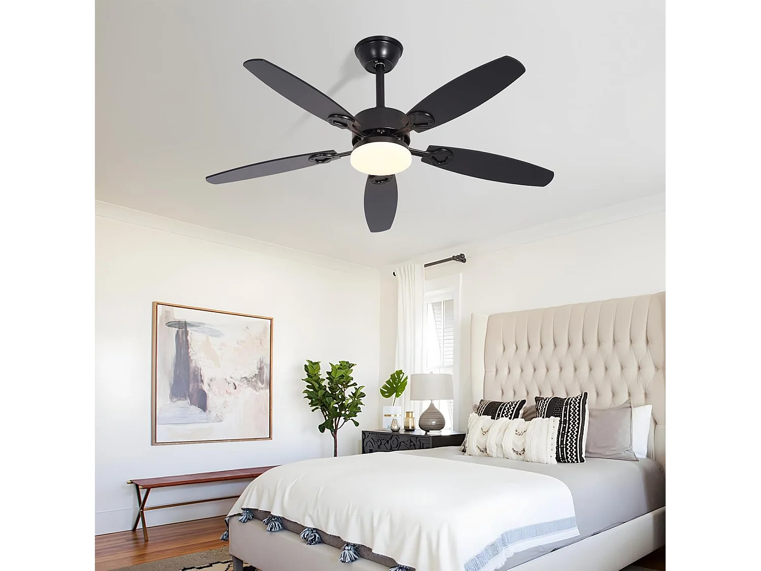 ZMH Ventilateur de plafond avec lumière silencieux avec lumière pales double face intensité variable avec télécommande pour salon et chambre