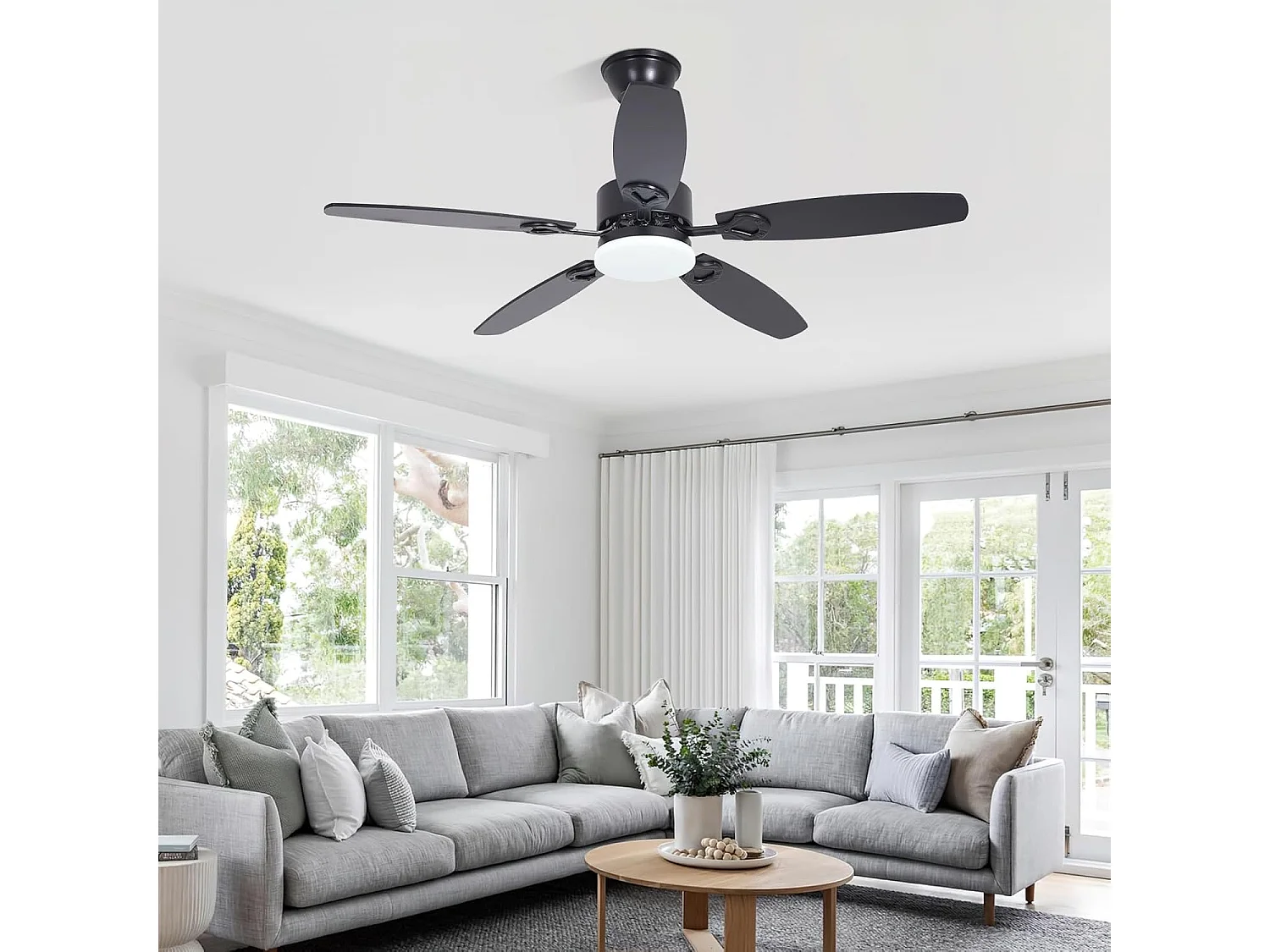 ZMH Ventilateur de plafond avec lumière silencieux avec lumière pales double face intensité variable avec télécommande pour salon et chambre
