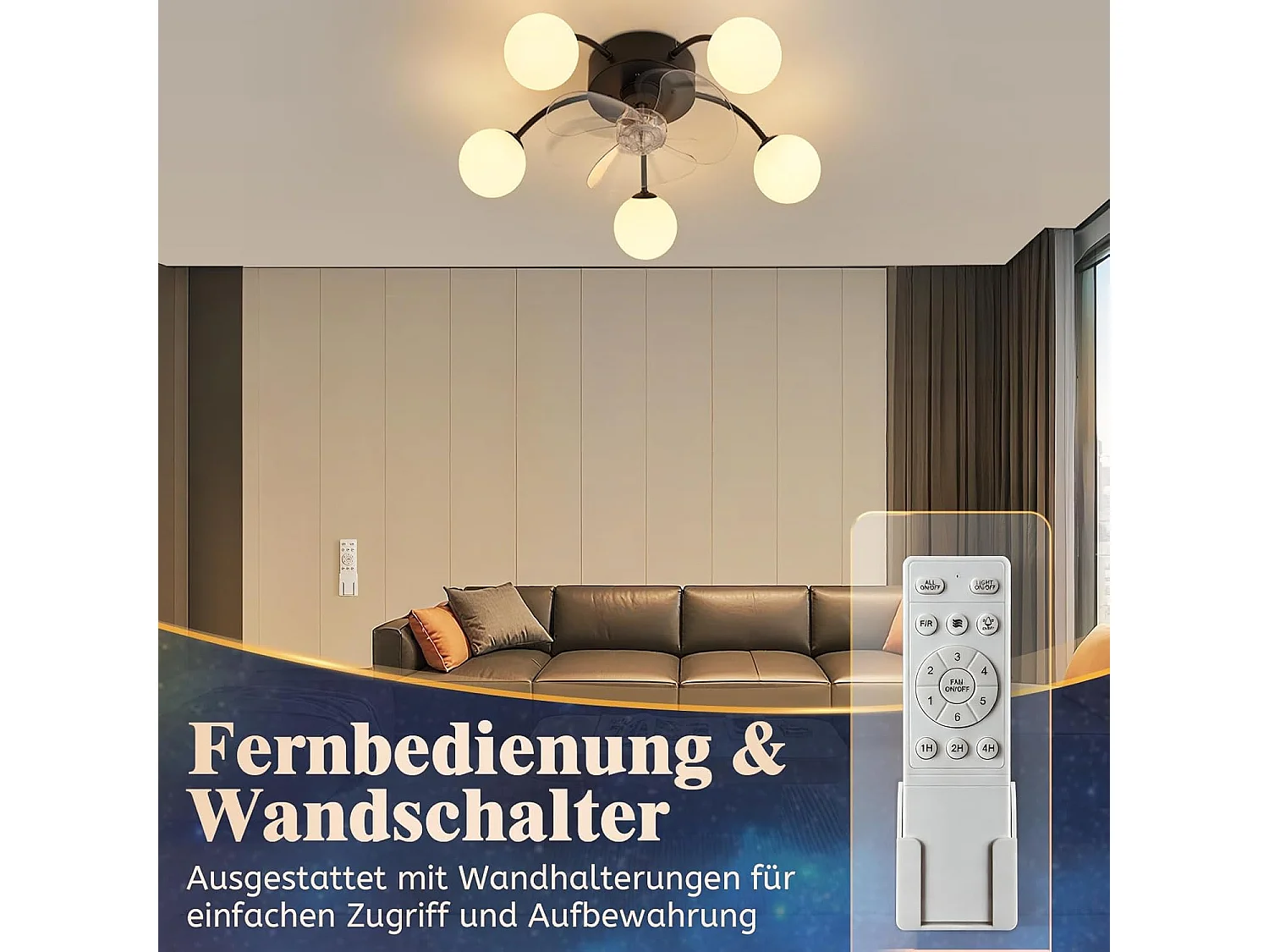 ZMH Ventilateur de plafond avec éclairage G9 silencieux et télécommande 6 vitesses minuterie pour cuisine ou salle à manger ampoule non incluse