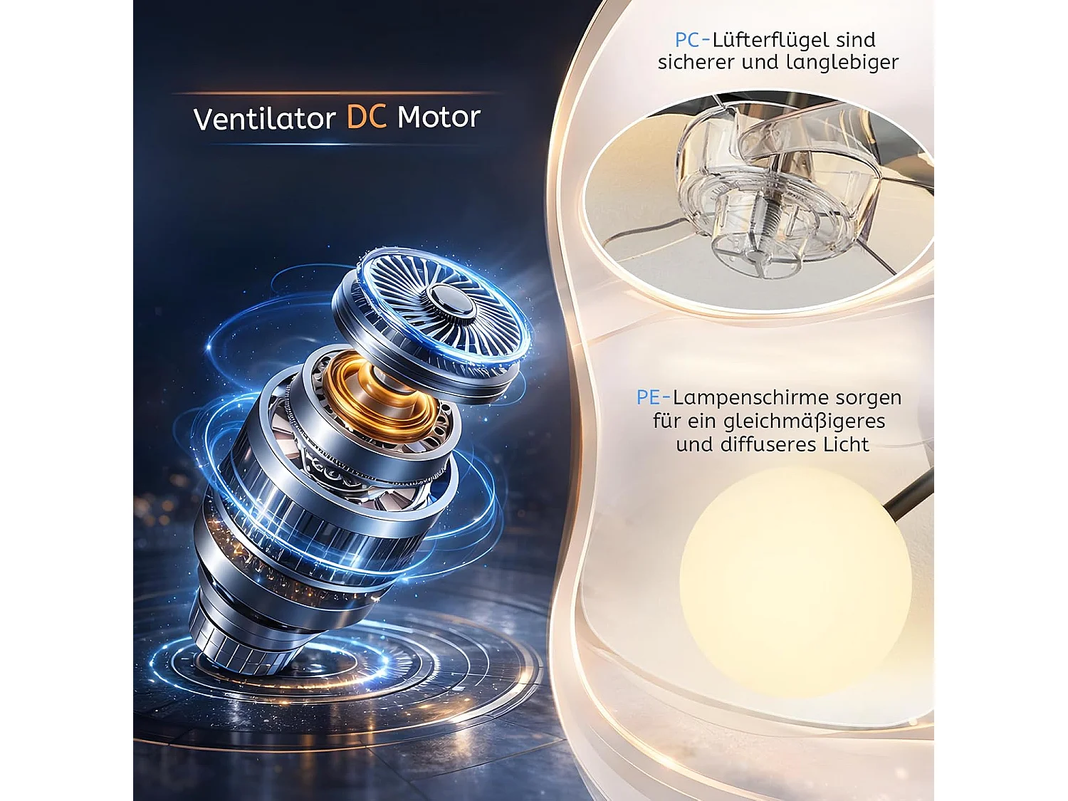 ZMH Ventilateur de plafond avec éclairage G9 silencieux et télécommande 6 vitesses minuterie pour cuisine ou salle à manger ampoule non incluse