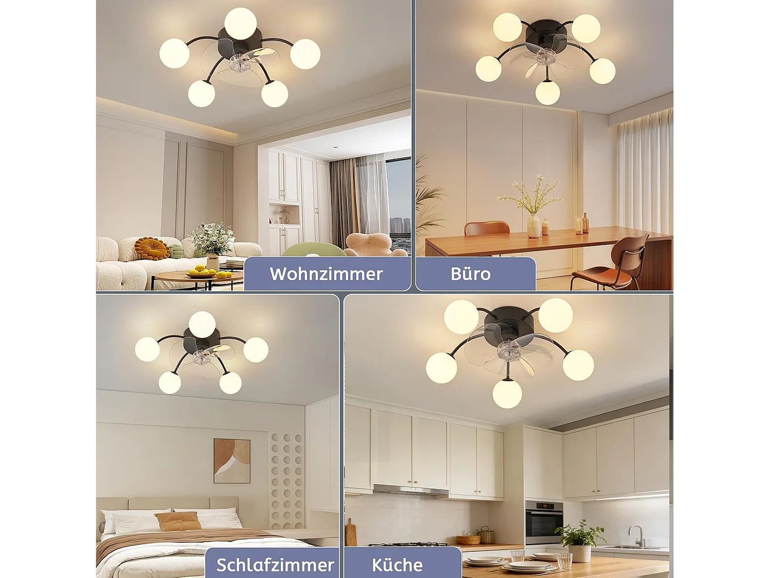 ZMH Ventilateur de plafond avec éclairage G9 silencieux et télécommande 6 vitesses minuterie pour cuisine ou salle à manger ampoule non incluse