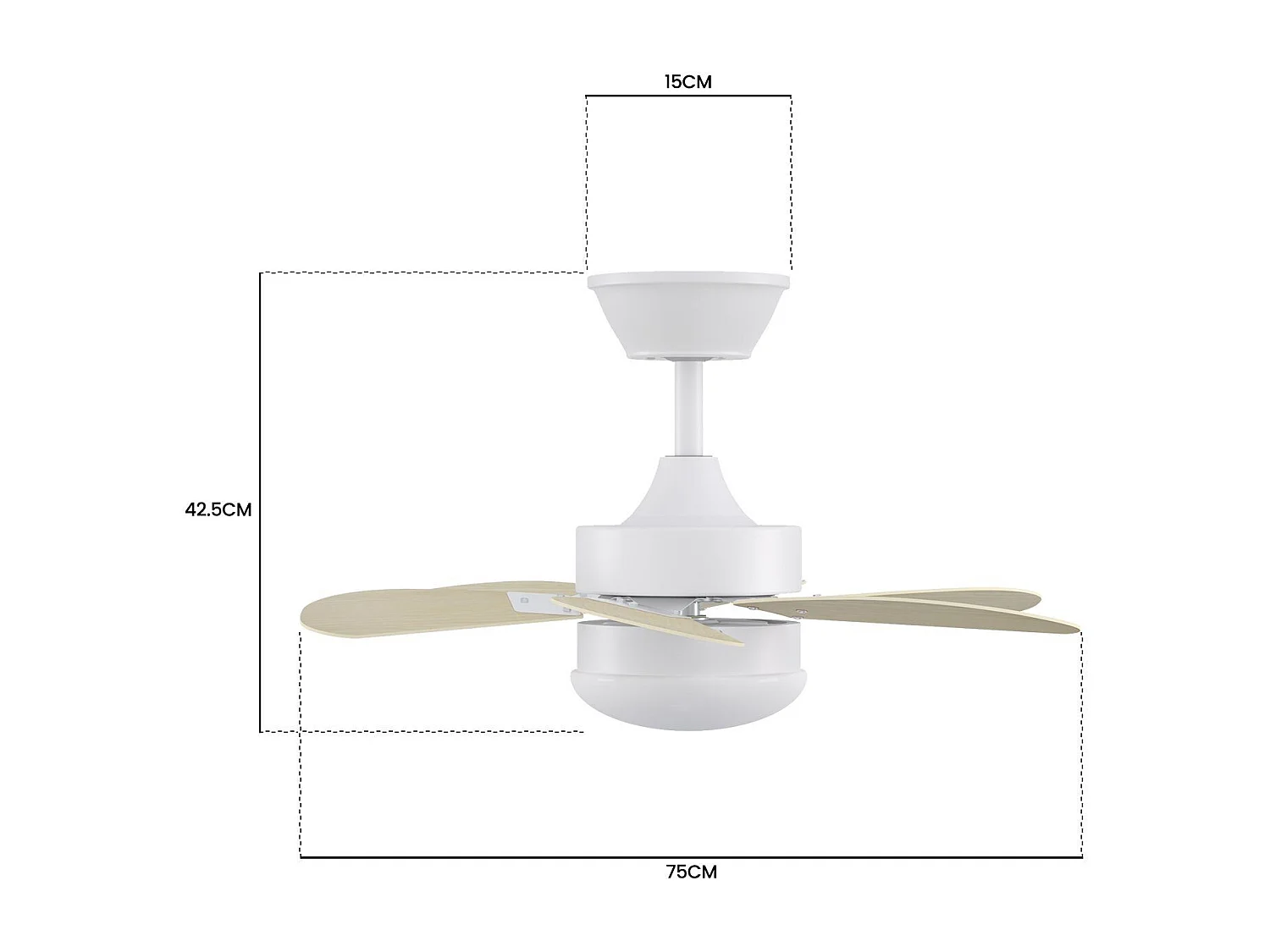 ZMH Ventilateur de Plafond 6 Pales Ø75cm Couleur du bois - Télécommande Silencieux Été/Hiver (Sans ampoule)