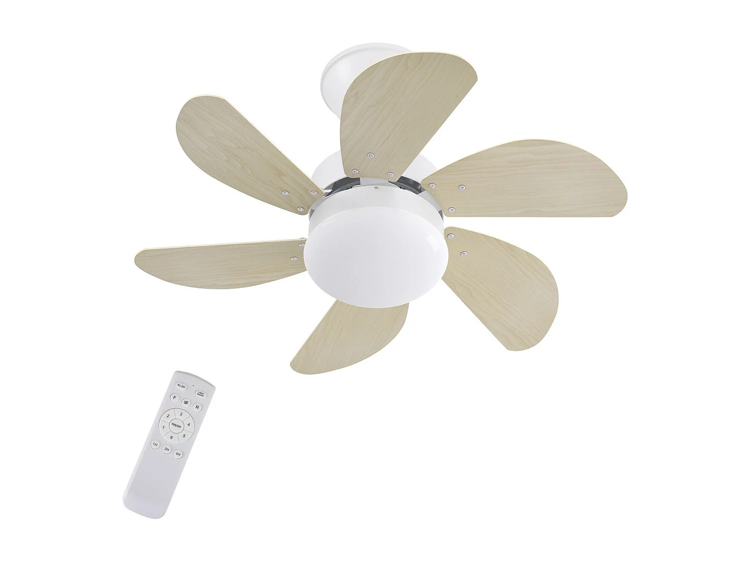 ZMH Ventilateur de Plafond 6 Pales Ø75cm Couleur du bois - Télécommande Silencieux Été/Hiver (Sans ampoule)