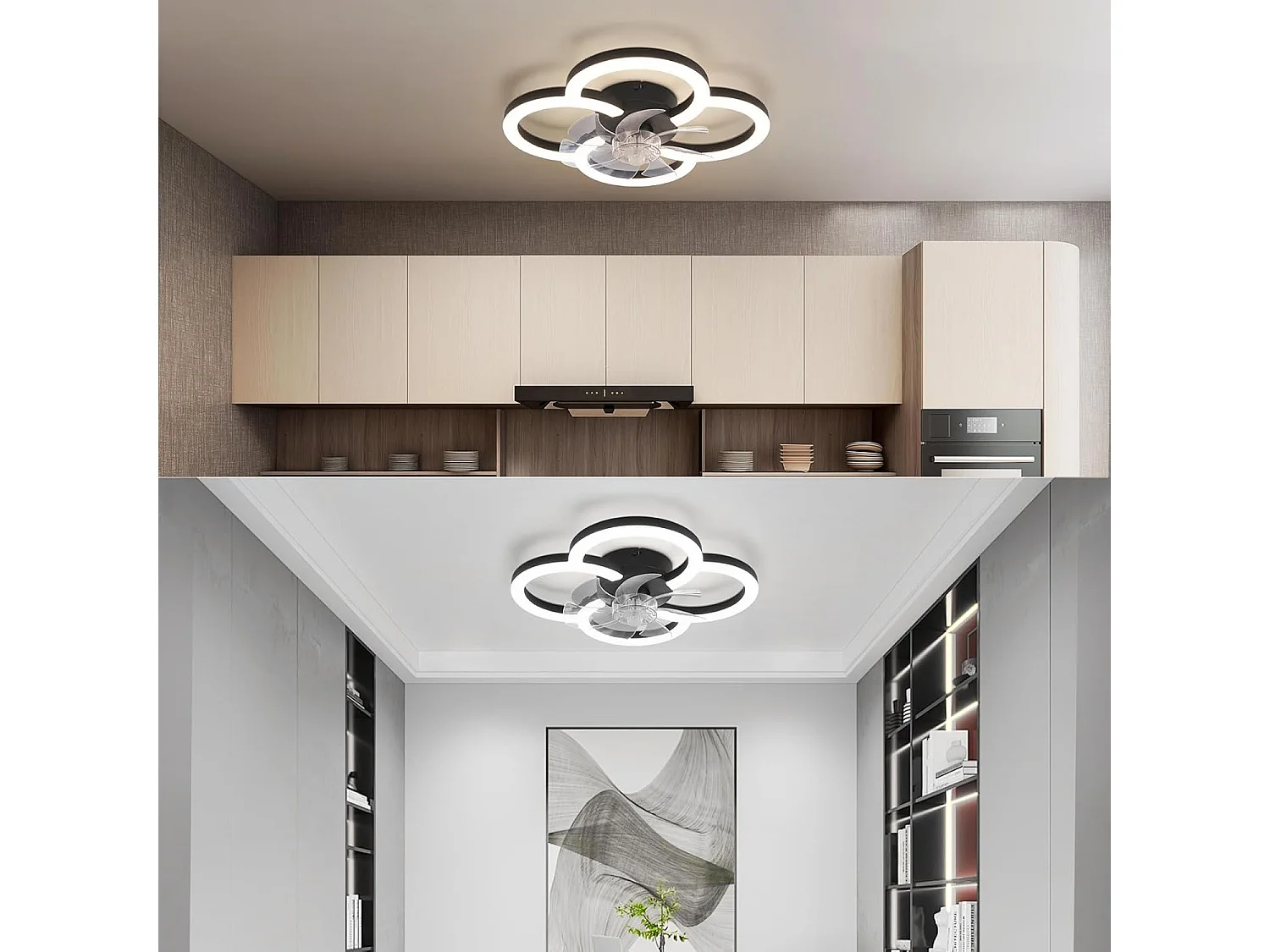 ZMH Ventilateur de plafond avec éclairage silencieux, 6 vitesses, moderne, à intensité variable, pour salon