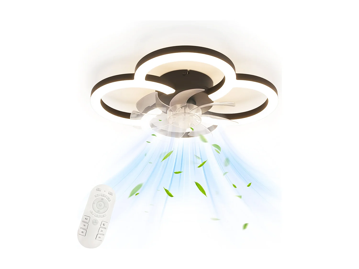 ZMH Ventilateur de plafond avec éclairage silencieux, 6 vitesses, moderne, à intensité variable, pour salon