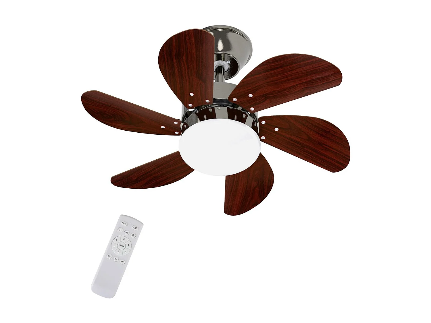 ZMH Ventilateur de Plafond Telecommand 6 Vitesses Télécommande Silencieux 6 Pales Ø75cm - Sans Ampoule Été/Hiver (Chambre/Cuisine)