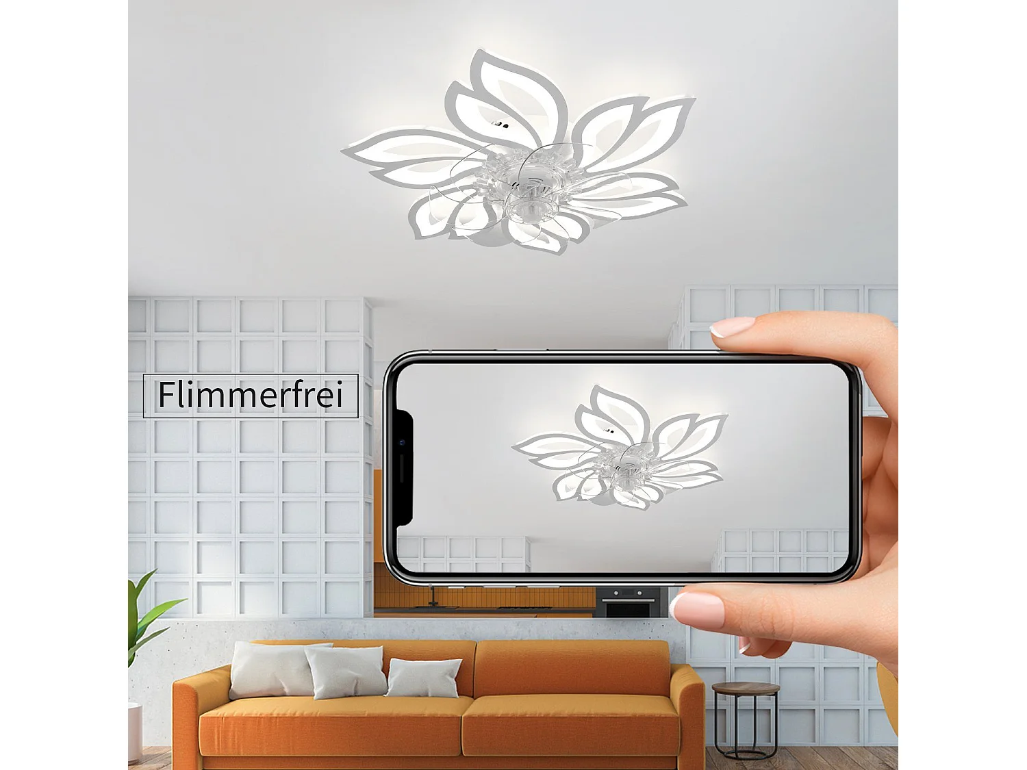 ZMH Ventilateur de plafond Lampe de plafond Ventilateur à intensité variable Timing Créatif 6 Lumièresc
