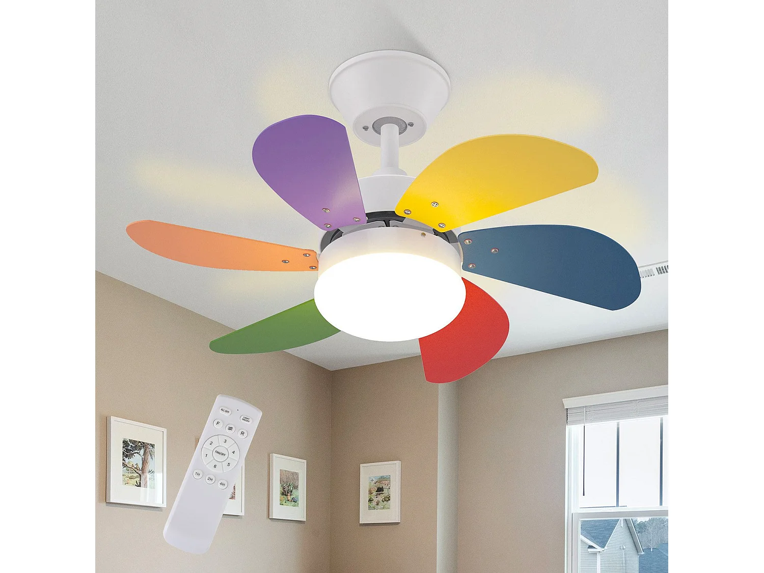 ZMH Ventilateur de plafond avec lumière et télécommande Silencieux pour le couloir Chambre à coucher Plafonnier