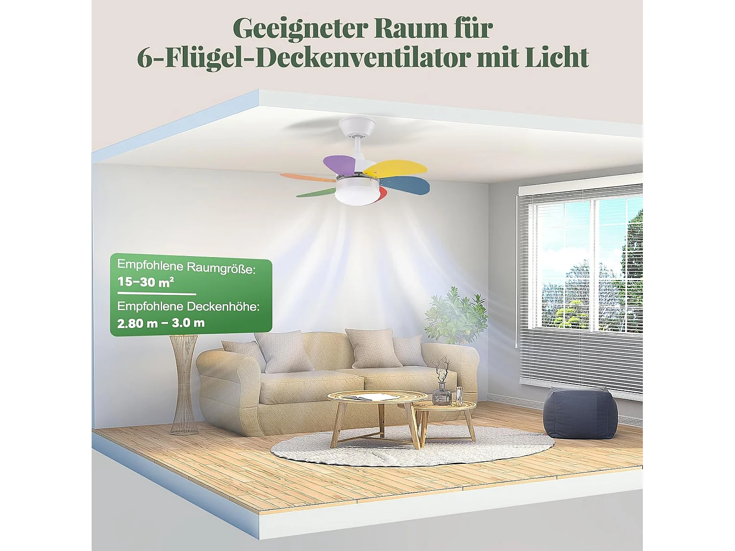 ZMH Ventilateur de plafond avec lumière et télécommande Silencieux pour le couloir Chambre à coucher Plafonnier
