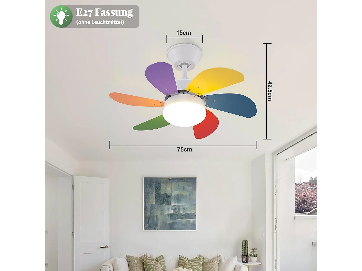 ZMH Ventilateur de plafond avec lumière et télécommande Silencieux pour le couloir Chambre à coucher Plafonnier