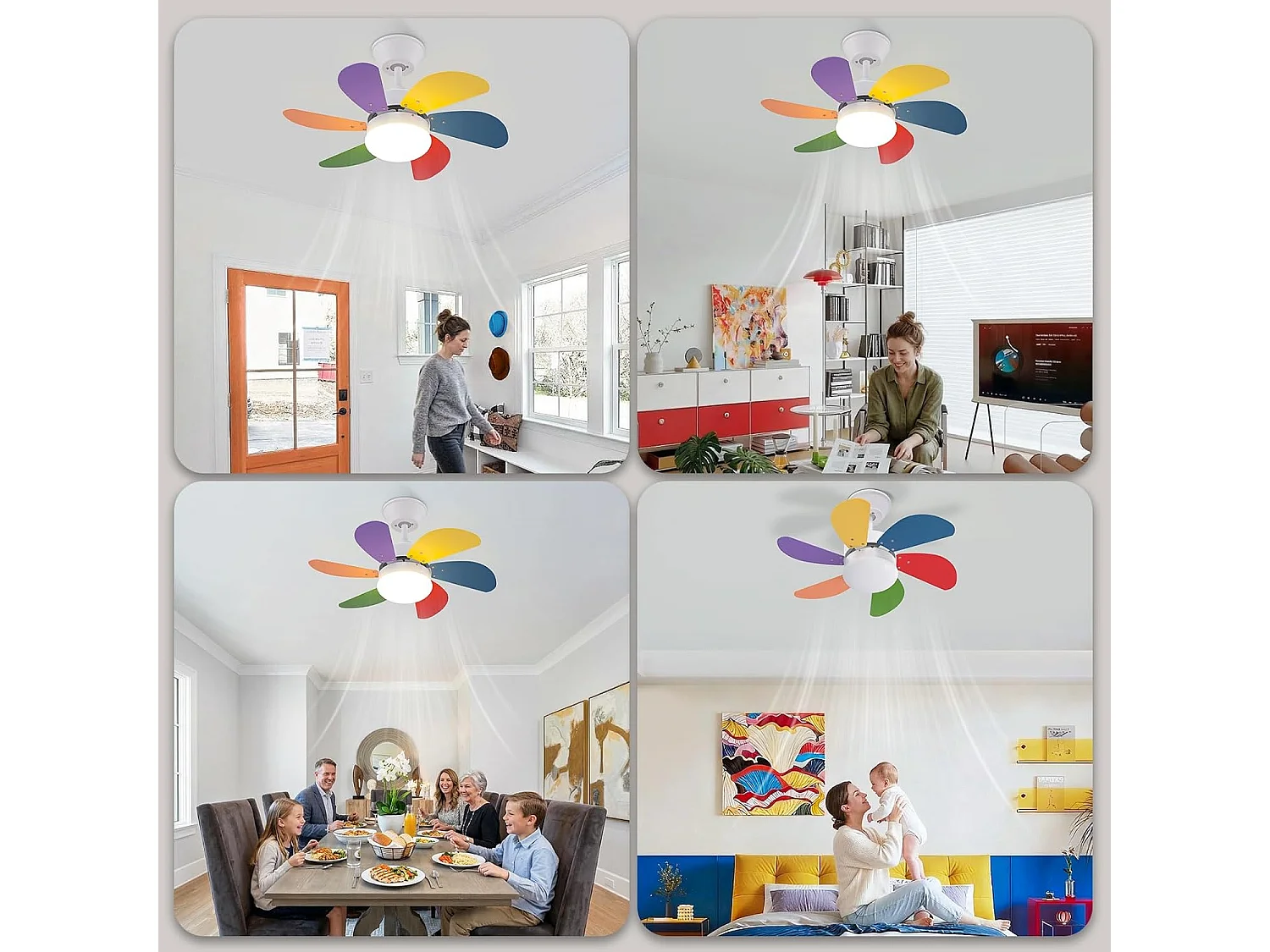 ZMH Ventilateur de plafond avec lumière et télécommande Silencieux pour le couloir Chambre à coucher Plafonnier