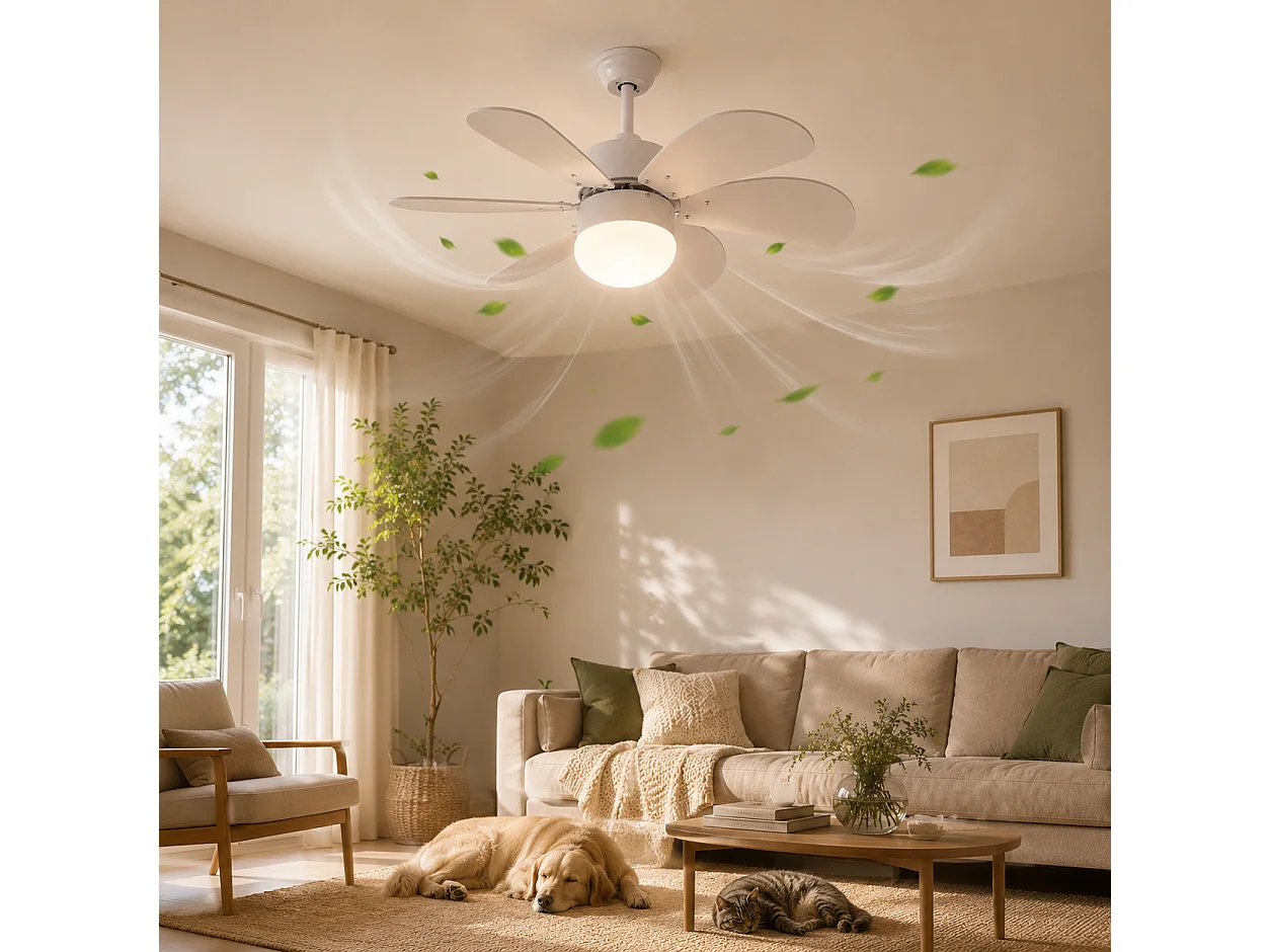 ZMH Ventilateur Plafond LED 6 Pales Ø75cm Sans Ampoule Télécommande Silencieux Été/Hiver (Chambre/Cuisine)