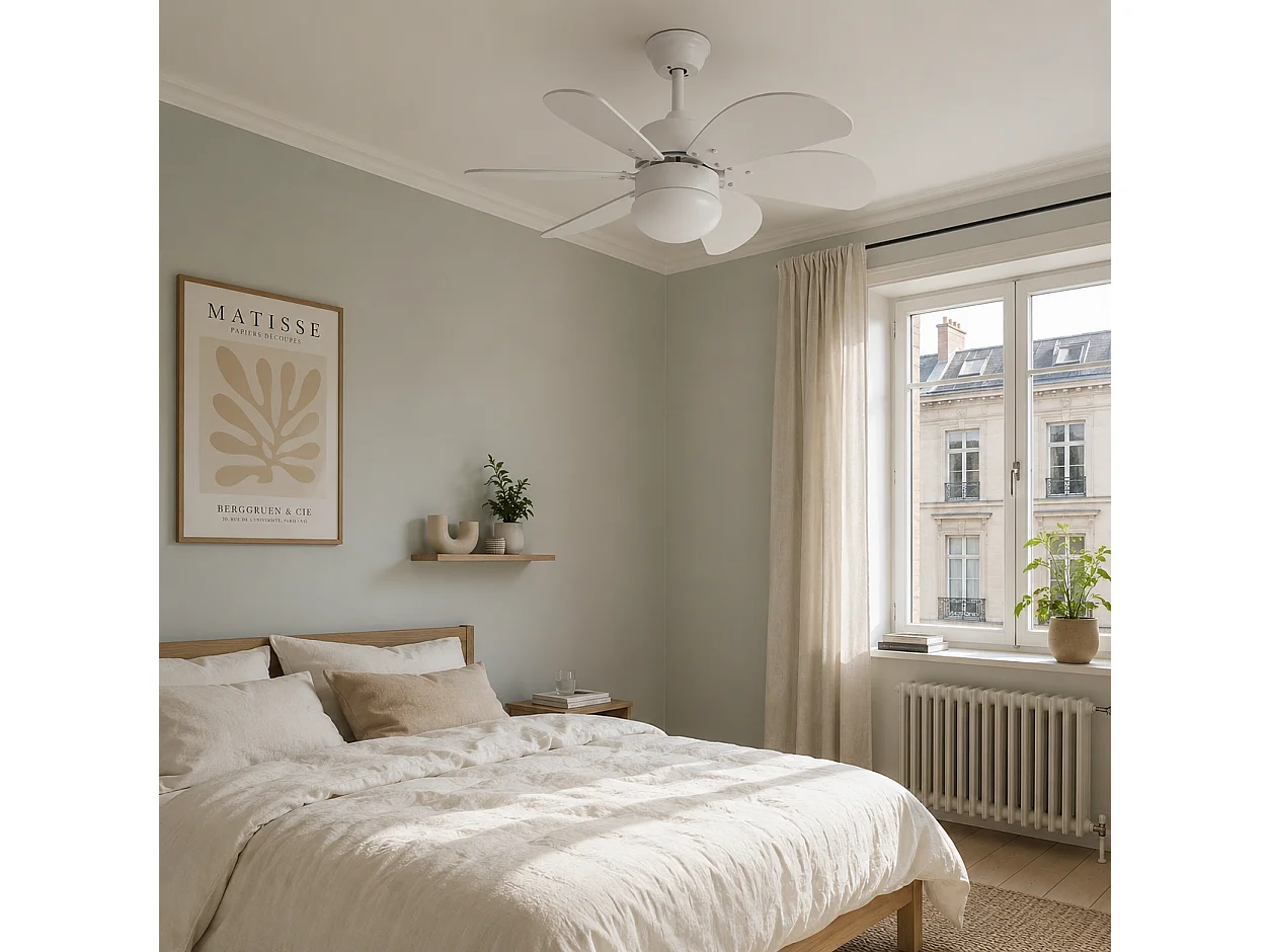 ZMH Ventilateur Plafond LED 6 Pales Ø75cm Sans Ampoule Télécommande Silencieux Été/Hiver (Chambre/Cuisine)