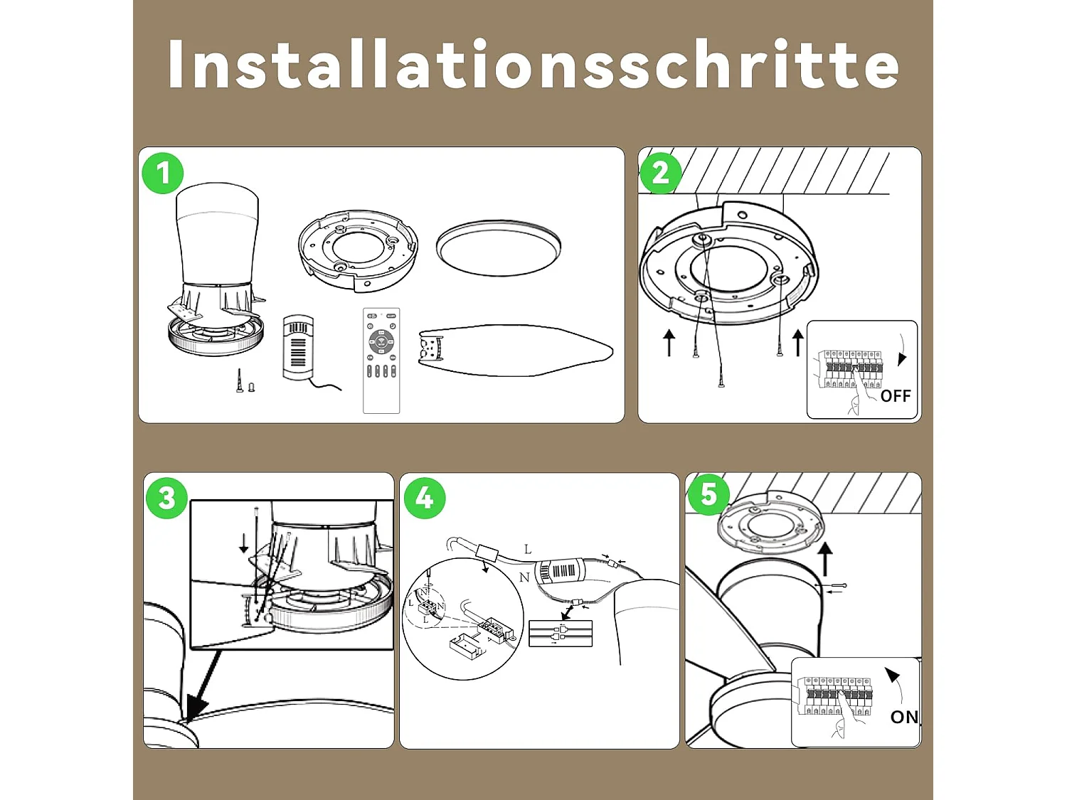 ZMH Ventilateur de plafond avec éclairage 3 pales silencieux blanc à intensité variable 6 vitesses avec télécommande pour cuisine chambre cuisine