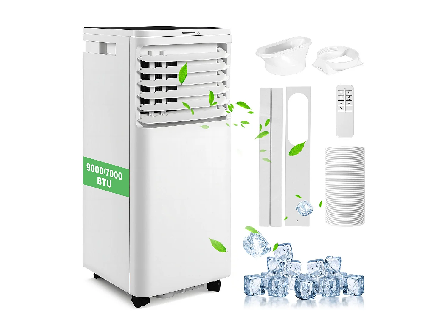 ZMH Climatiseur portable 7000BTU 3-en-1 le refroidissement et la ventilation mode nuit silencieux convient pour le salon la chambre et l'appartement