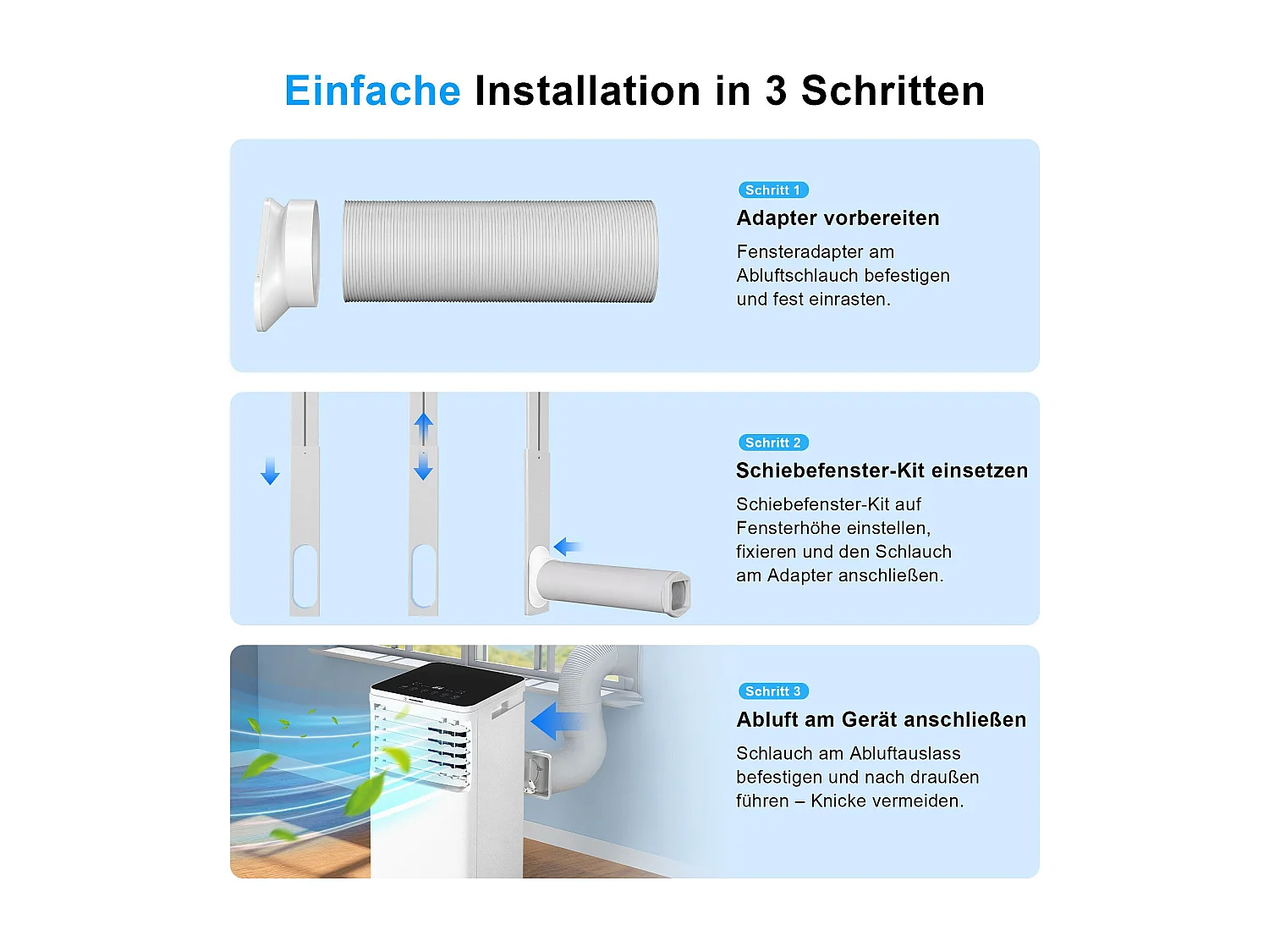 ZMH Climatiseur portable 7000BTU 3-en-1 le refroidissement et la ventilation mode nuit silencieux convient pour le salon la chambre et l'appartement
