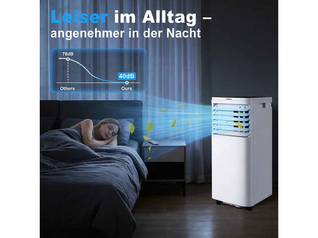 ZMH Climatiseur portable 7000BTU 3-en-1 le refroidissement et la ventilation mode nuit silencieux convient pour le salon la chambre et l'appartement