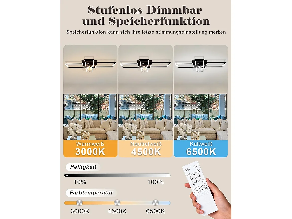 ZMH Ventilateur de plafond LED moderne 94cm 6 vitesses avec intensité réglable avec télécommande et minuterie pour salon salle à manger chambre