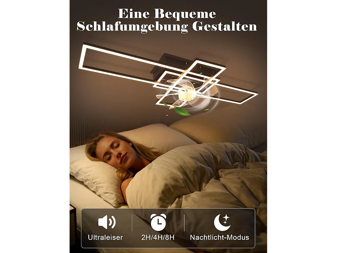 ZMH Ventilateur de plafond LED moderne 94cm 6 vitesses avec intensité réglable avec télécommande et minuterie pour salon salle à manger chambre