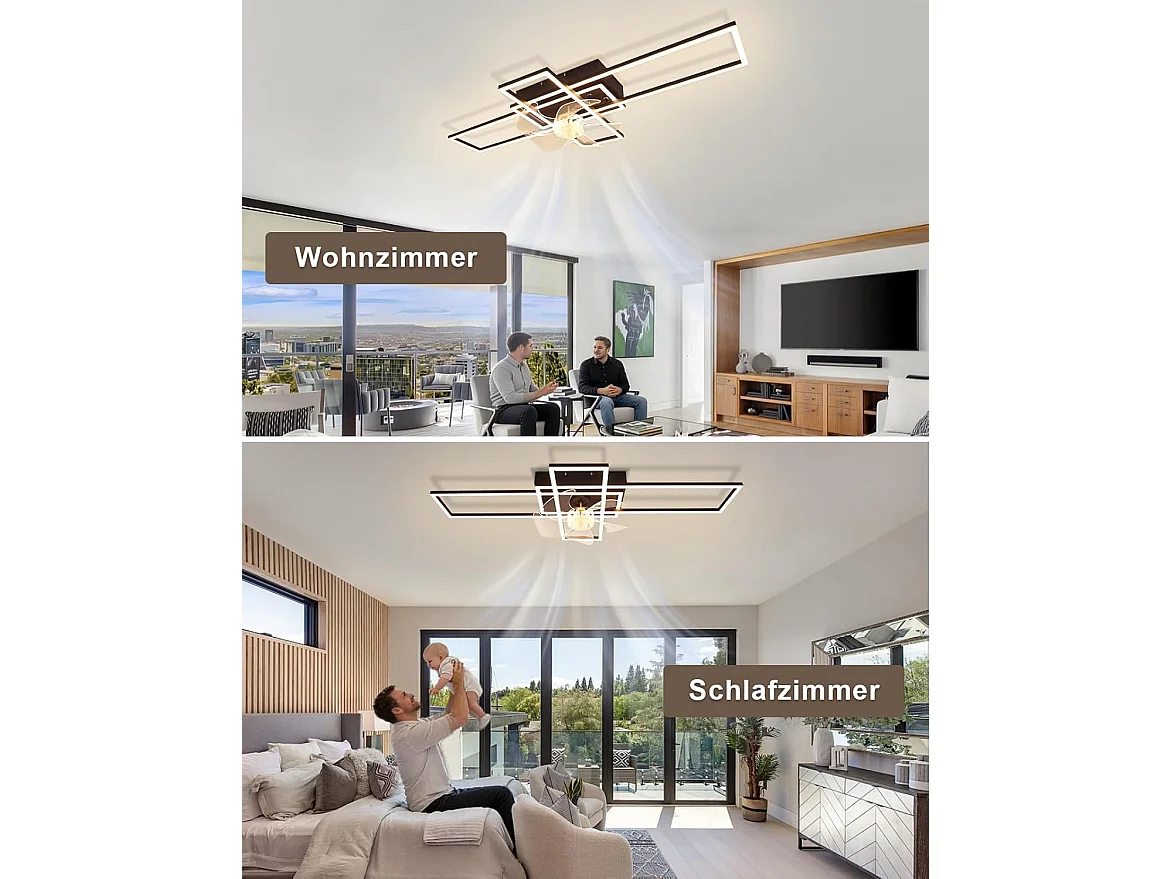 ZMH Ventilateur de plafond LED moderne 94cm 6 vitesses avec intensité réglable avec télécommande et minuterie pour salon salle à manger chambre