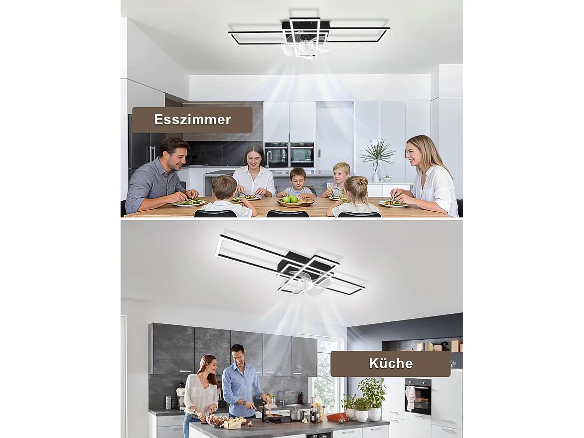 ZMH Ventilateur de plafond LED moderne 94cm 6 vitesses avec intensité réglable avec télécommande et minuterie pour salon salle à manger chambre