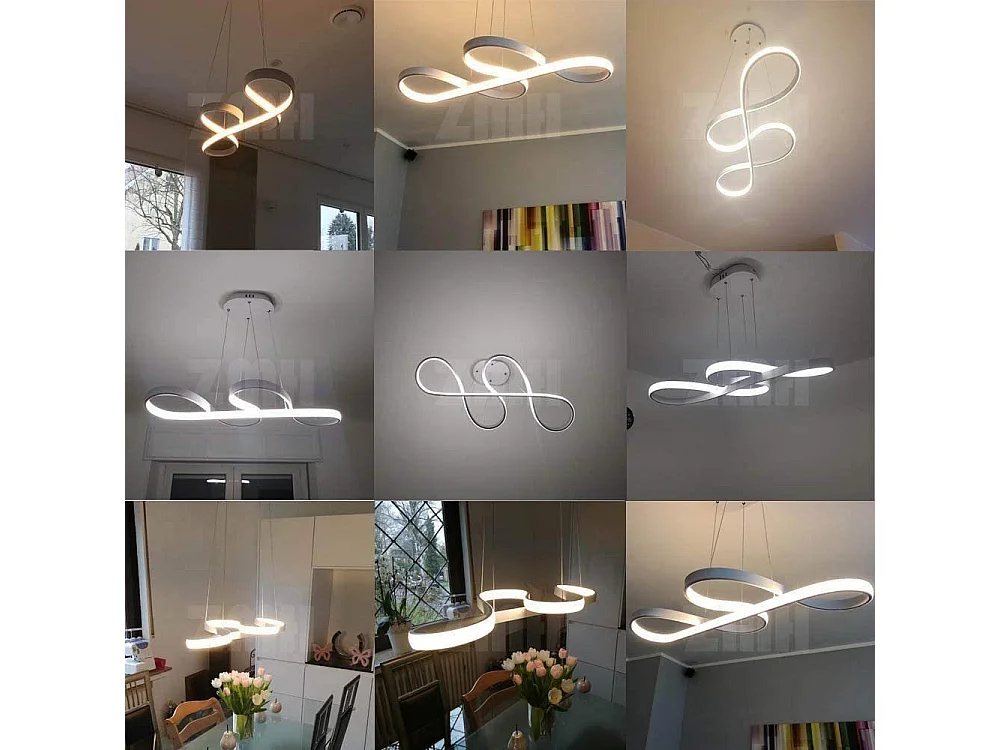 ZMH Suspension LED blanc 47W – Design symbole musical – Dimmable avec télécommande – Salon Salle à manger L.75 x H.160 cm