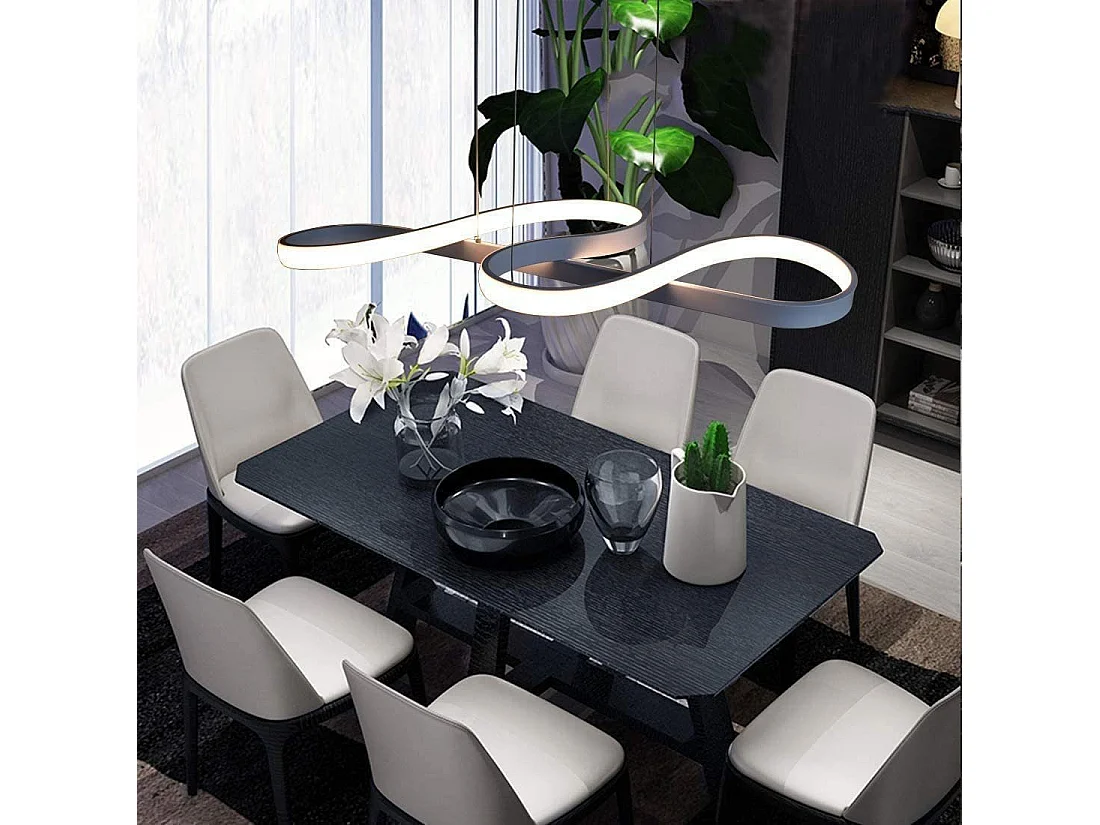 ZMH Suspension LED blanc 47W – Design symbole musical – Dimmable avec télécommande – Salon Salle à manger L.75 x H.160 cm