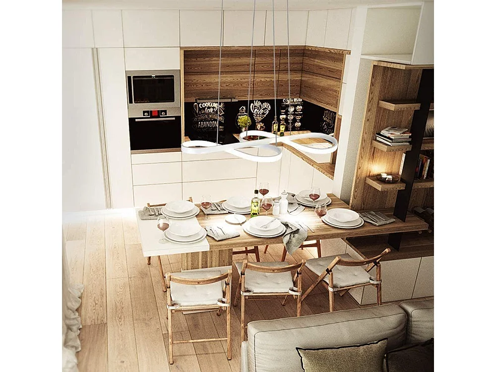 ZMH Suspension LED blanc 47W – Design symbole musical – Dimmable avec télécommande – Salon Salle à manger L.75 x H.160 cm