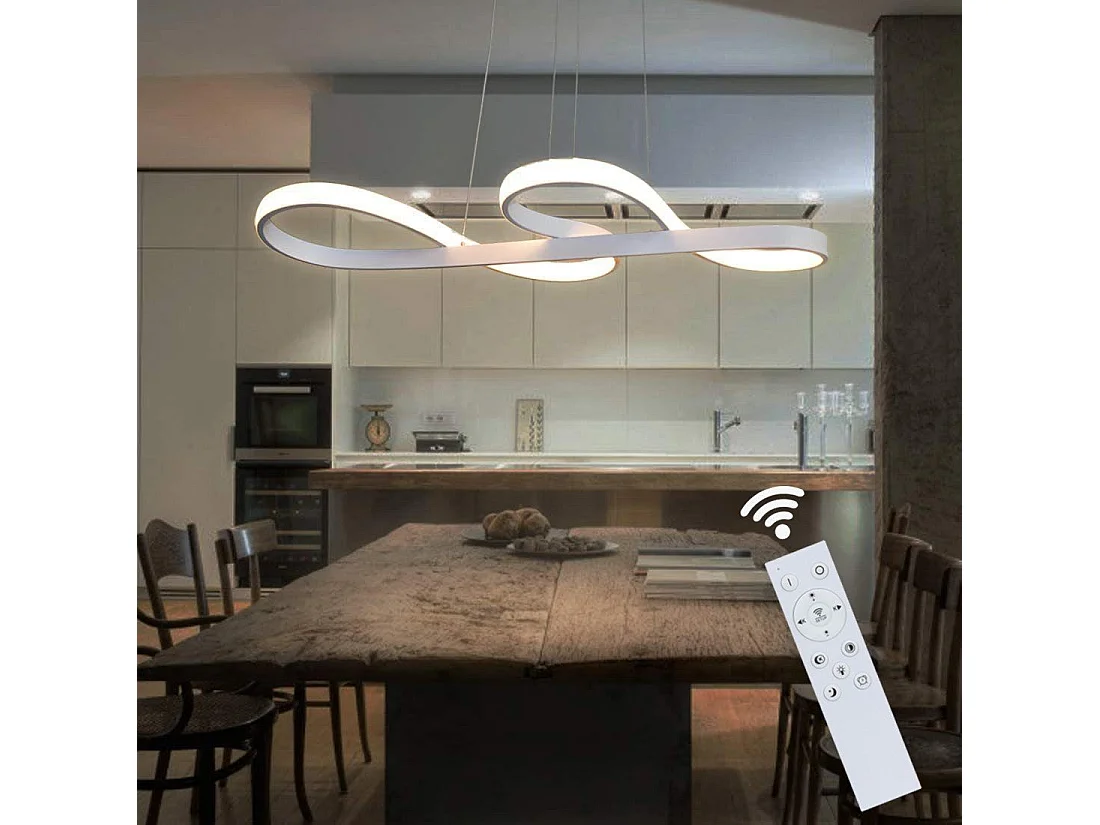 ZMH Suspension LED blanc 47W – Design symbole musical – Dimmable avec télécommande – Salon Salle à manger L.75 x H.160 cm