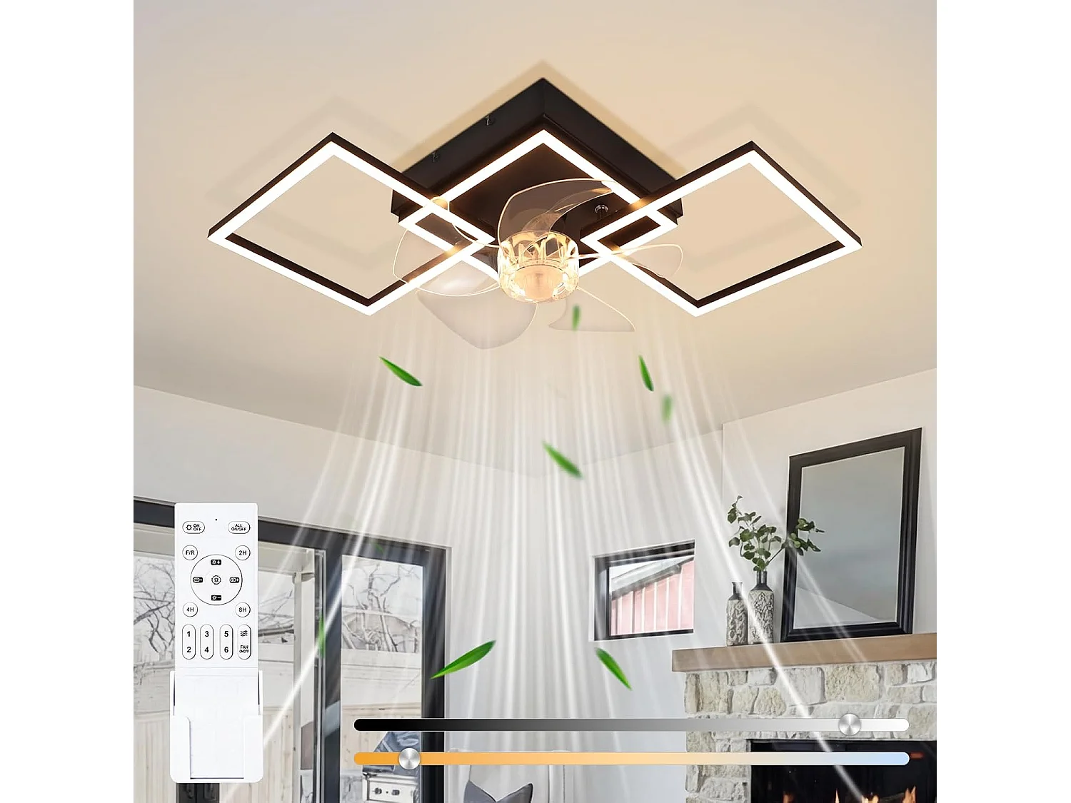 ZMH Ventilateur de plafond LED moderne 68cm 6 vitesses avec intensité réglable avec télécommande et minuterie pour salon salle à manger chambre