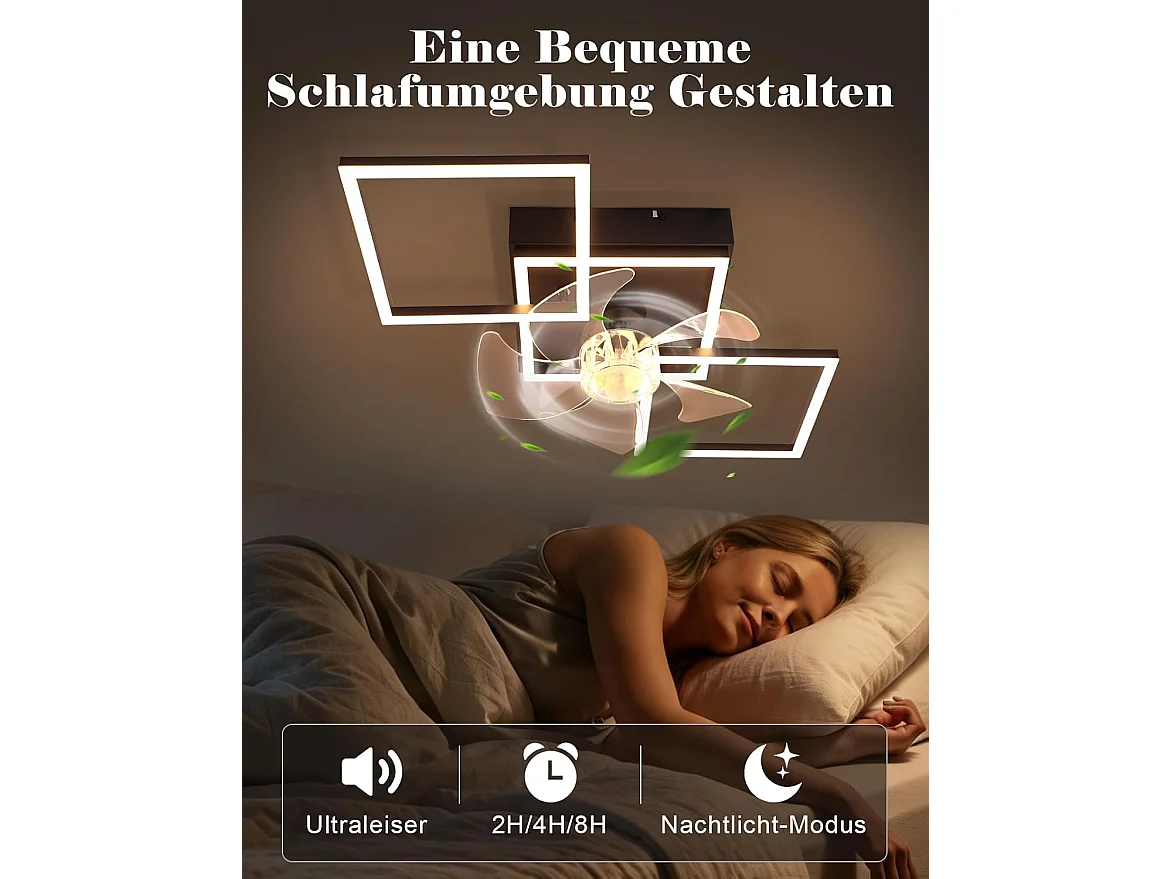 ZMH Ventilateur de plafond LED moderne 68cm 6 vitesses avec intensité réglable avec télécommande et minuterie pour salon salle à manger chambre