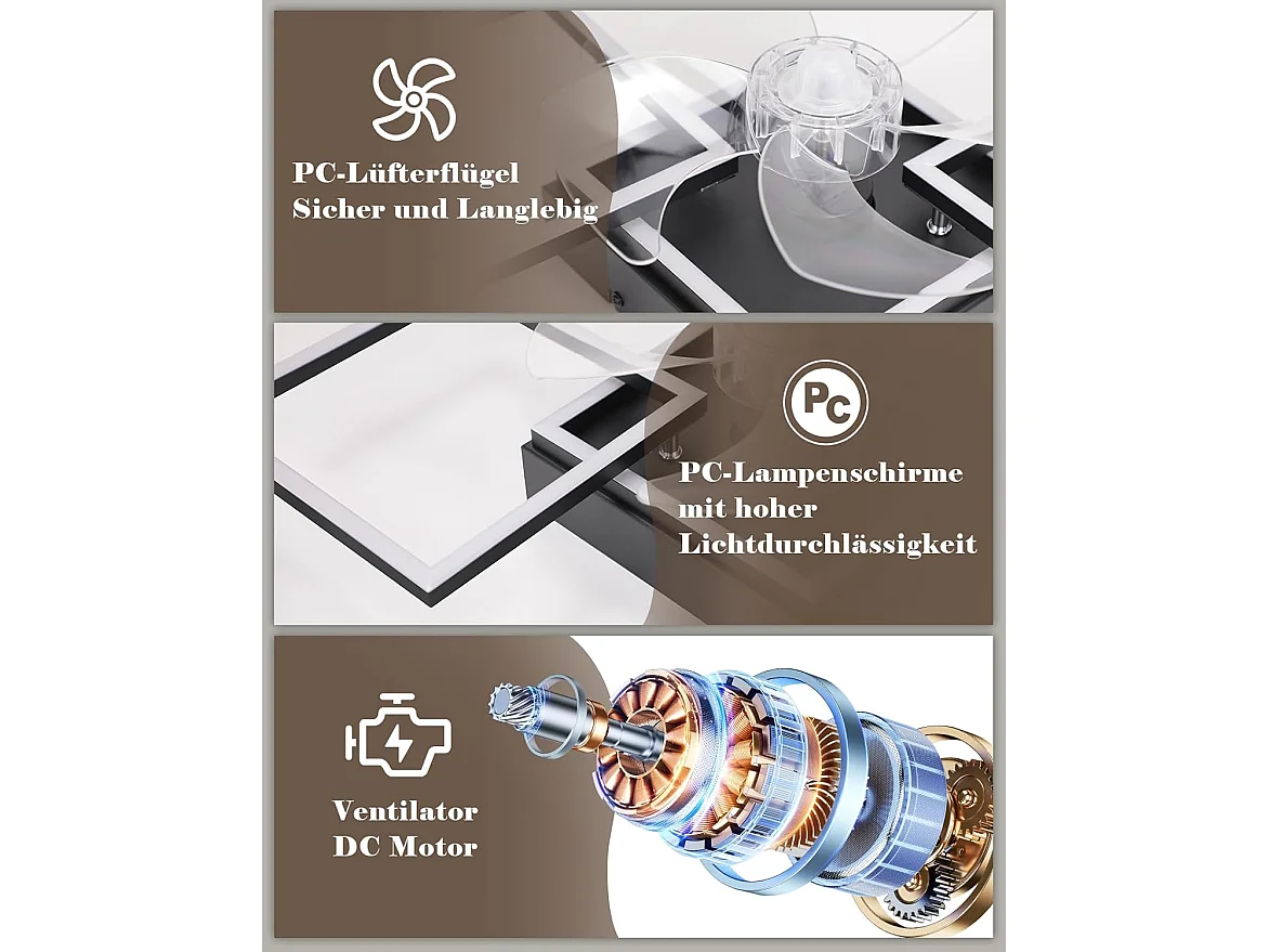 ZMH Ventilateur de plafond LED moderne 68cm 6 vitesses avec intensité réglable avec télécommande et minuterie pour salon salle à manger chambre