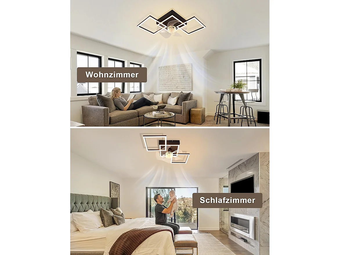 ZMH Ventilateur de plafond LED moderne 68cm 6 vitesses avec intensité réglable avec télécommande et minuterie pour salon salle à manger chambre