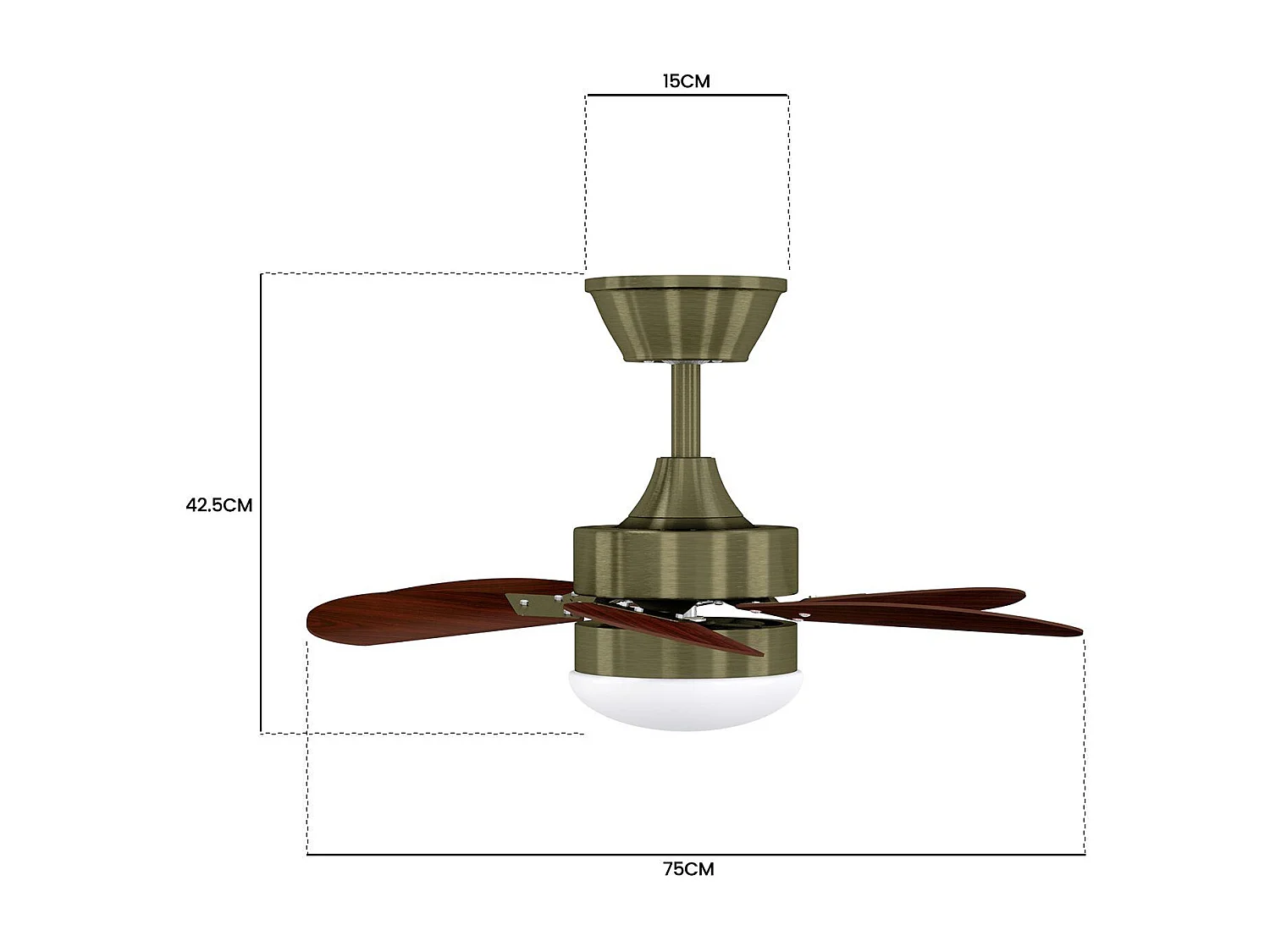 ZMH Ventilateur de plafond avec lumière et télécommande Silencieux pour le couloir Chambre à coucher Plafonnier