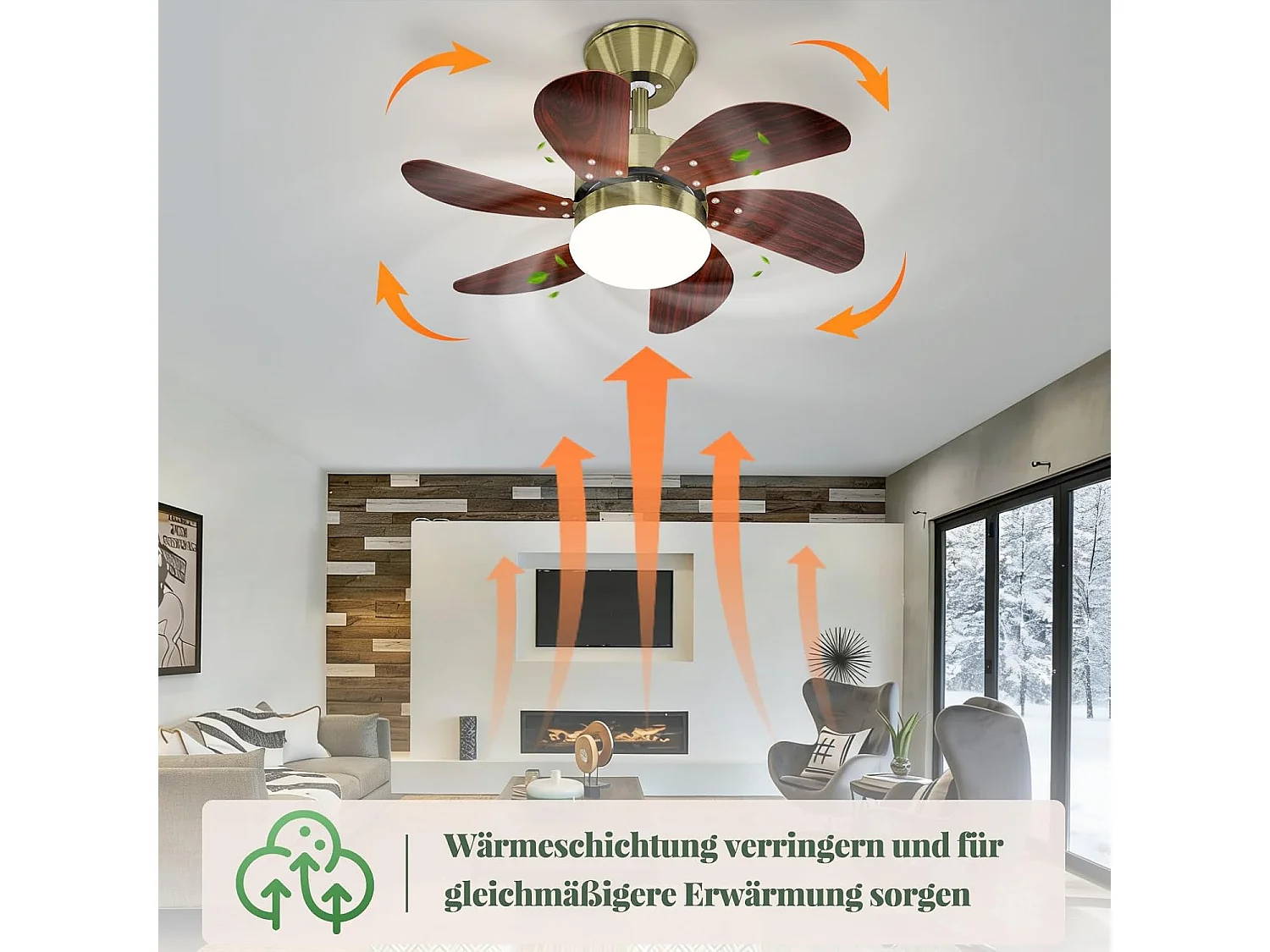 ZMH Ventilateur de plafond avec lumière et télécommande Silencieux pour le couloir Chambre à coucher Plafonnier