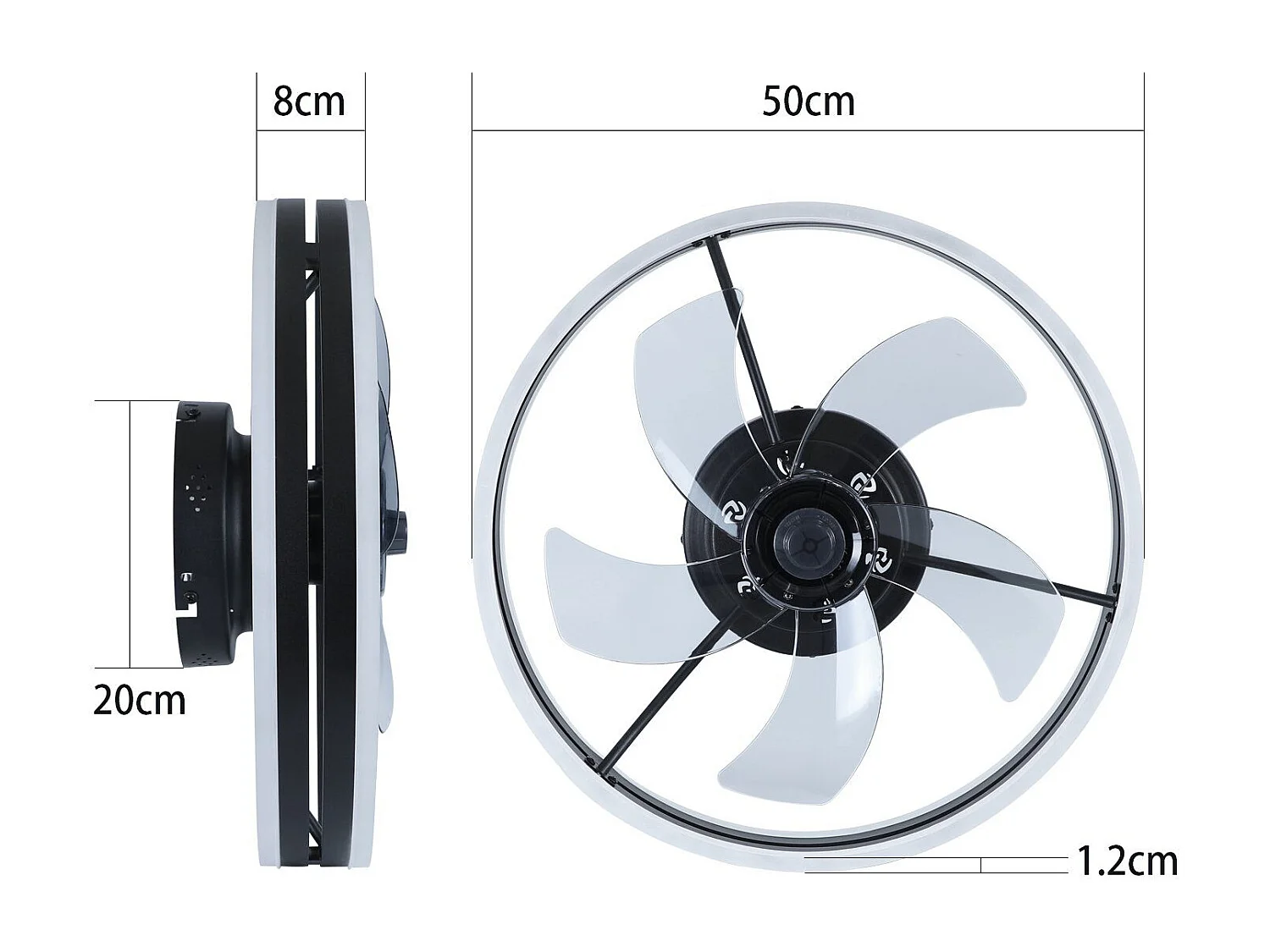 ZMH Ventilateur de plafond Avec éclairage Télécommande Lampe de plafond Dimmable Timing