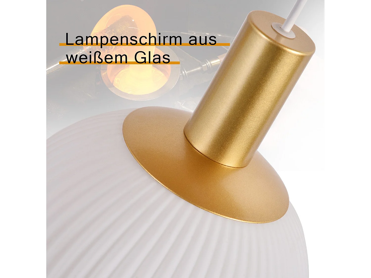 Lustre en métal et verre Blanc - 4 globes - L. 86 x H. 182 cm - Doré-ZMH