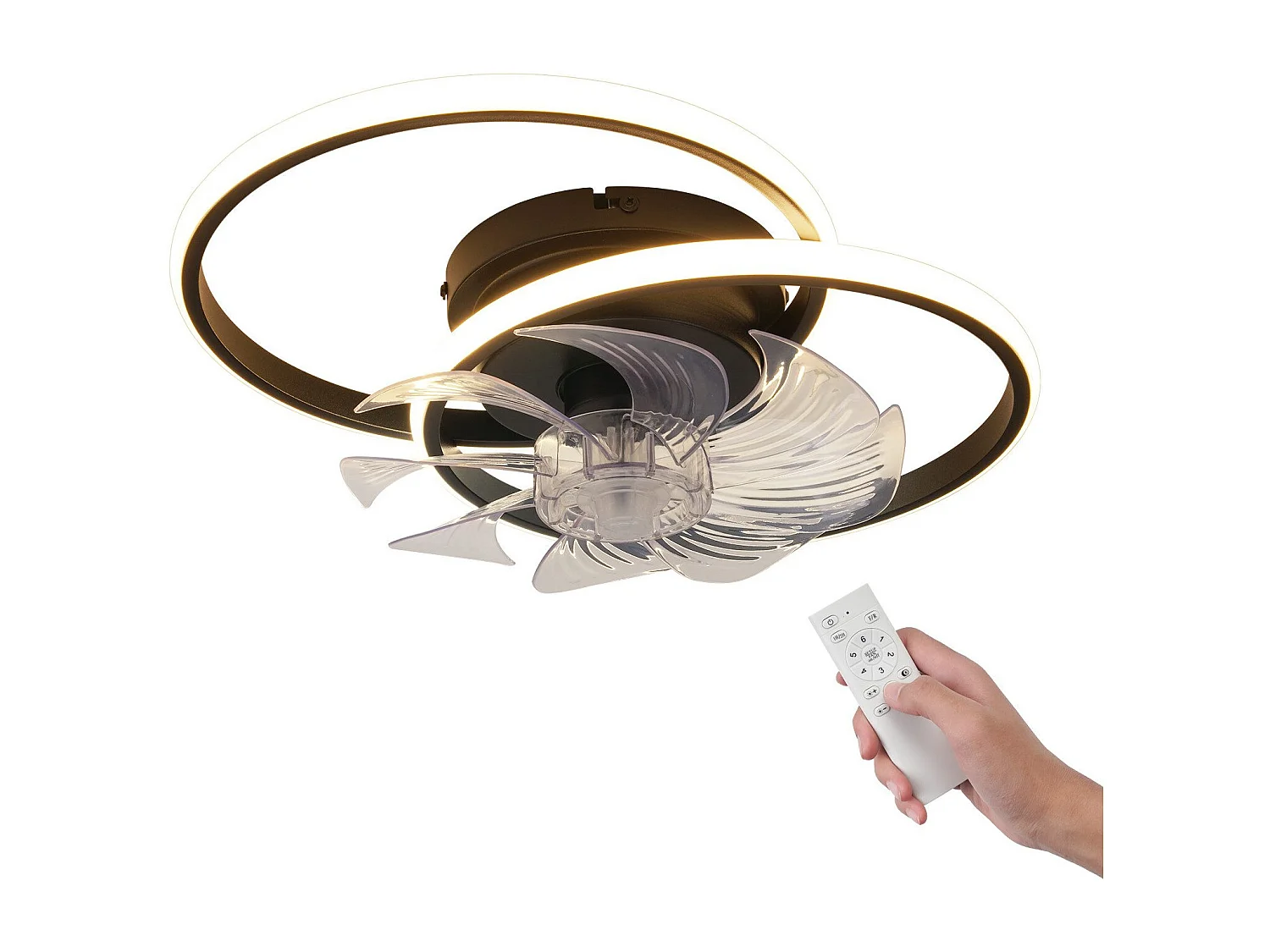 ZMH Ventilateur de plafond avec éclairage silencieux et moderne, 36 W, 6 vitesses, pour chambre à coucher