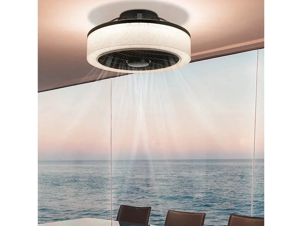 ZMH Ventilateur de plafond led Télécommande 34W Silencieux avec  Dimmable Minuterie Pour Salon Salle à Manger Chambre